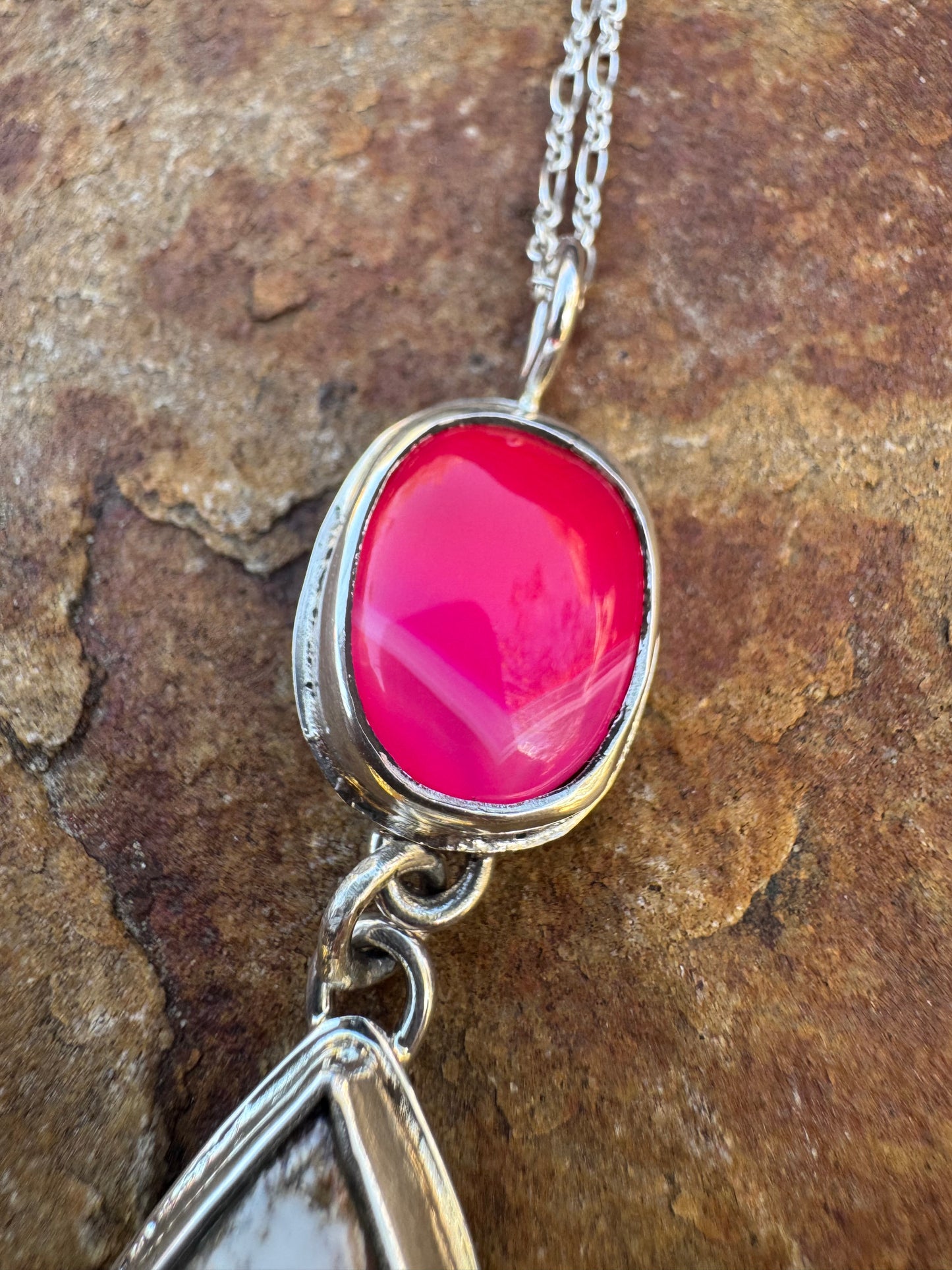 Wild Horse and Pink Agate Statement Pendant
