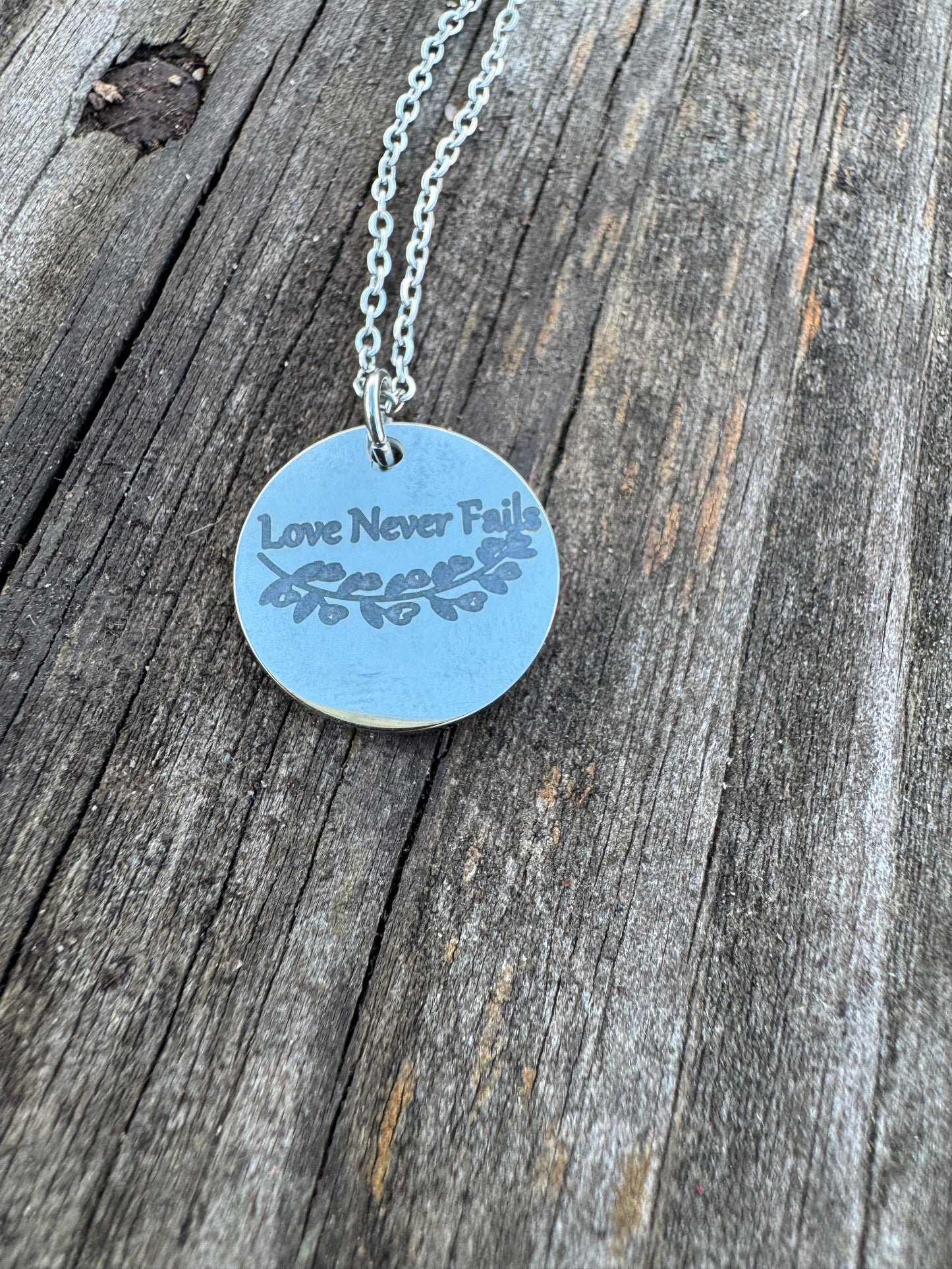Love Never Fails Stainless Steel Necklace