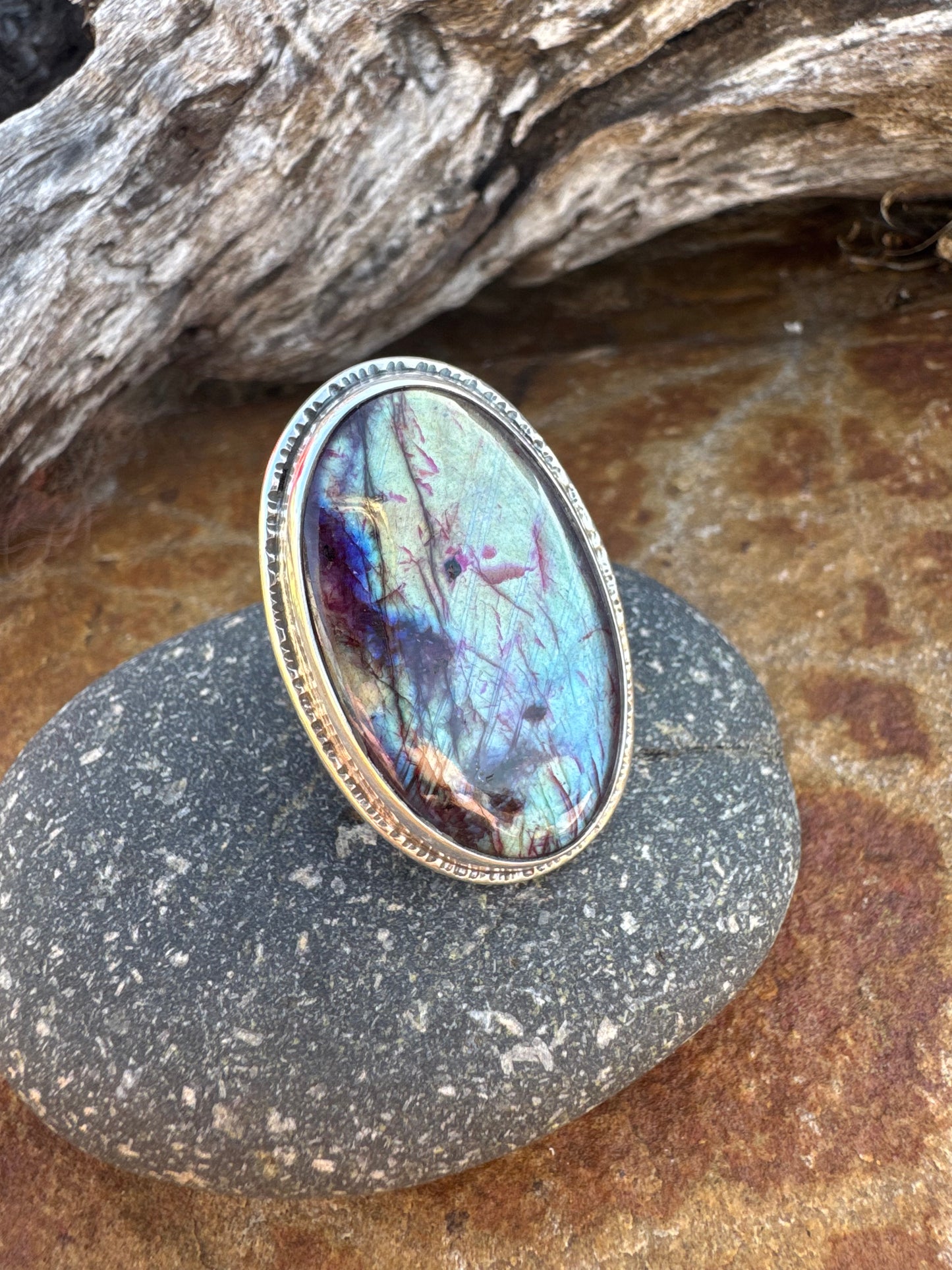 Labradorite Statement ring size 8.5