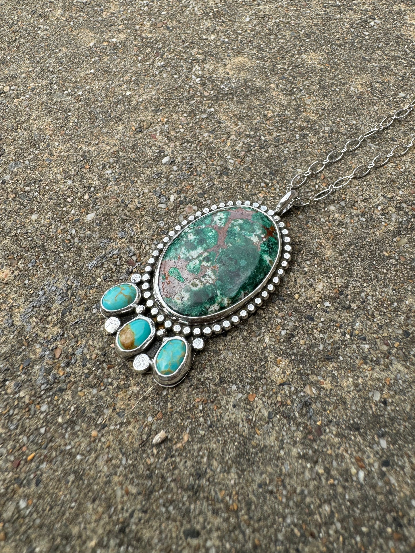 Chrysocolla and turquoise blossom necklace