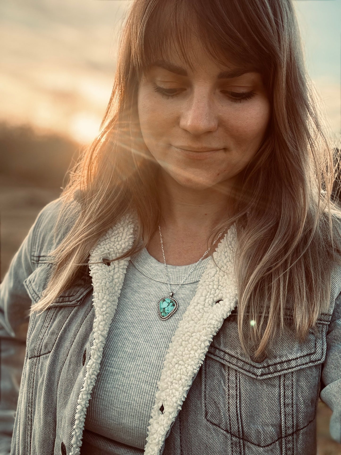 Tyrone turquoise twist wire necklace