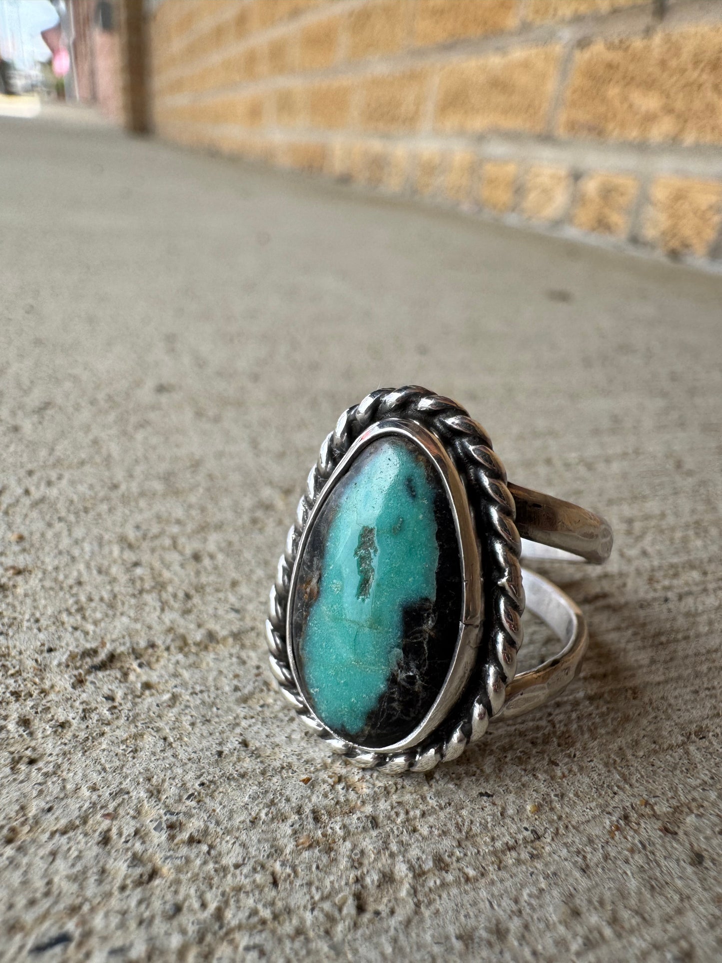 Black and Green turquoise ring size 8