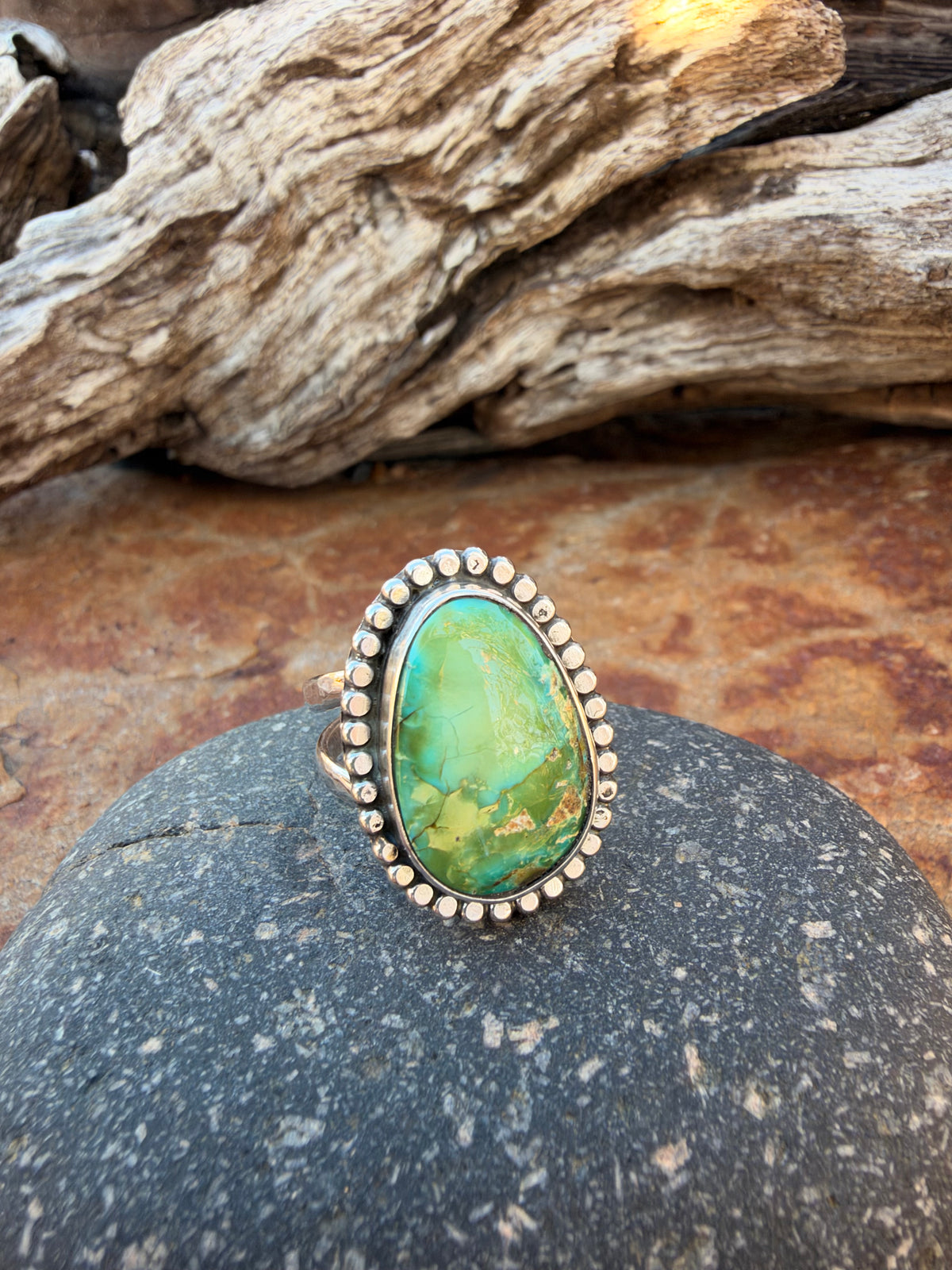 Green Sonoran Gold Statement Ring size 9
