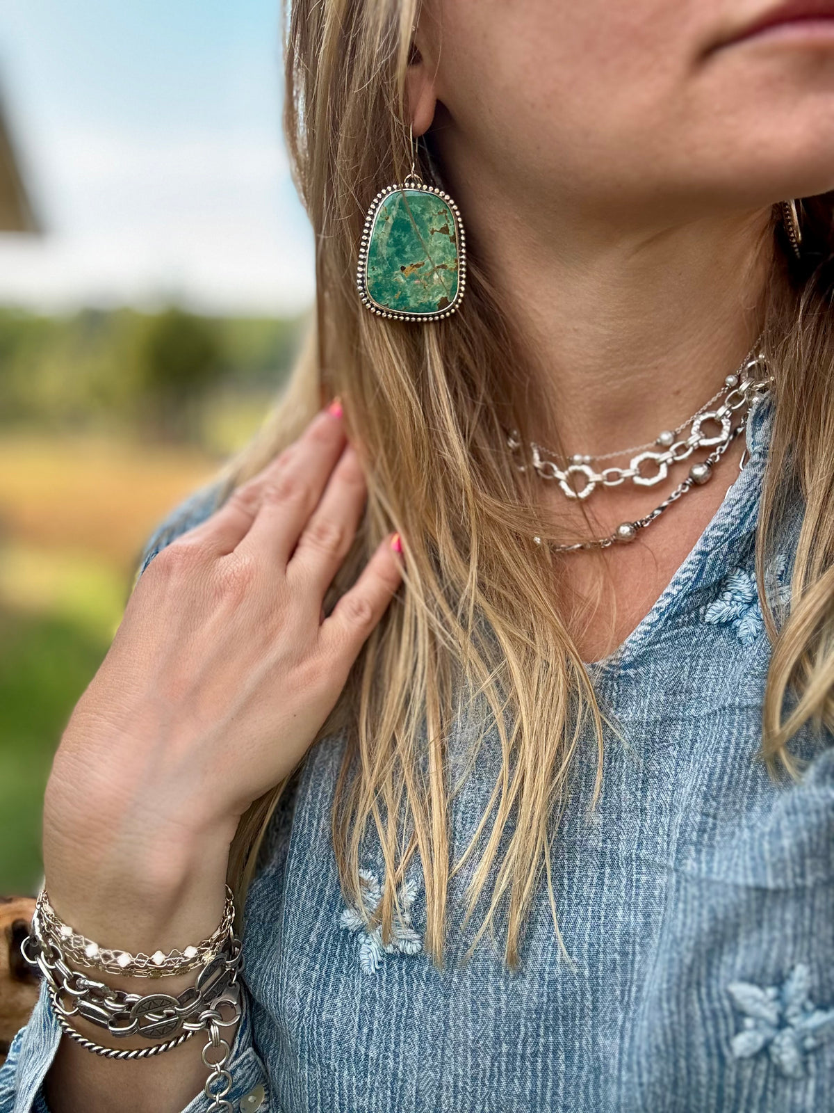 Exceptional Tyrone Turquoise Statement Earrings