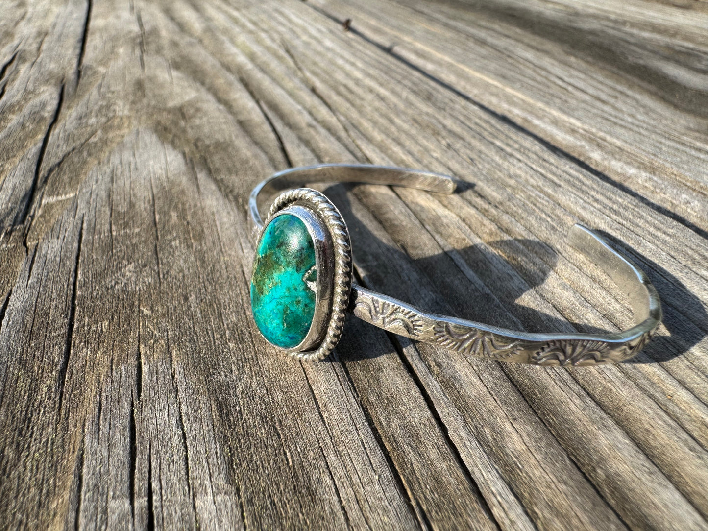 Chrysocolla Hand-stamped Cuff