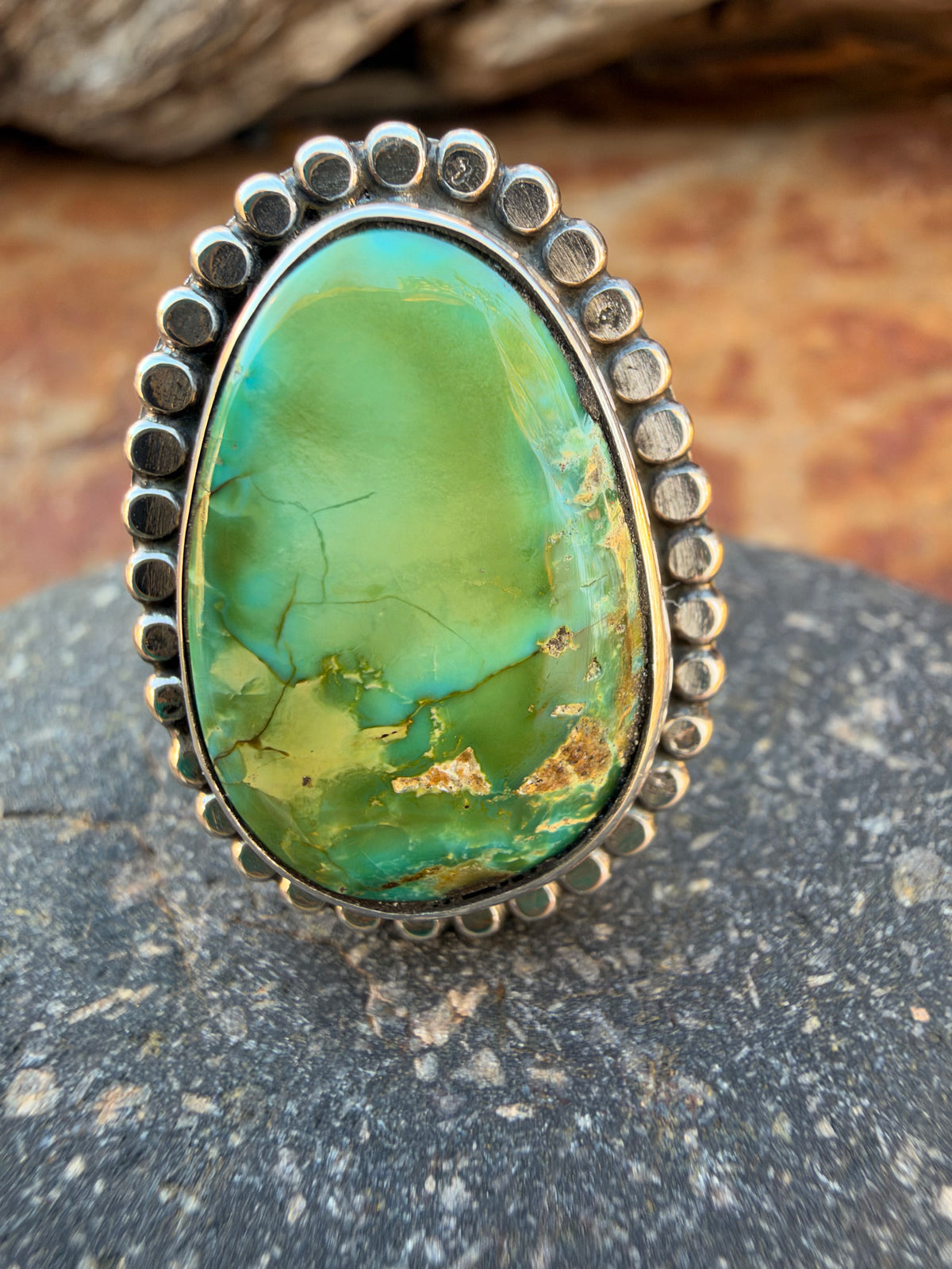 Green Sonoran Gold Statement Ring size 9