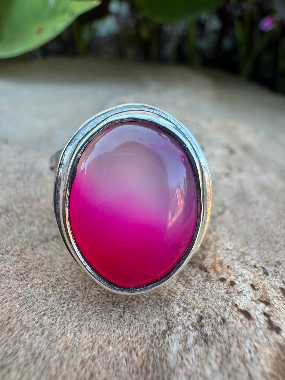 Pink Agate Glow Ring size 9