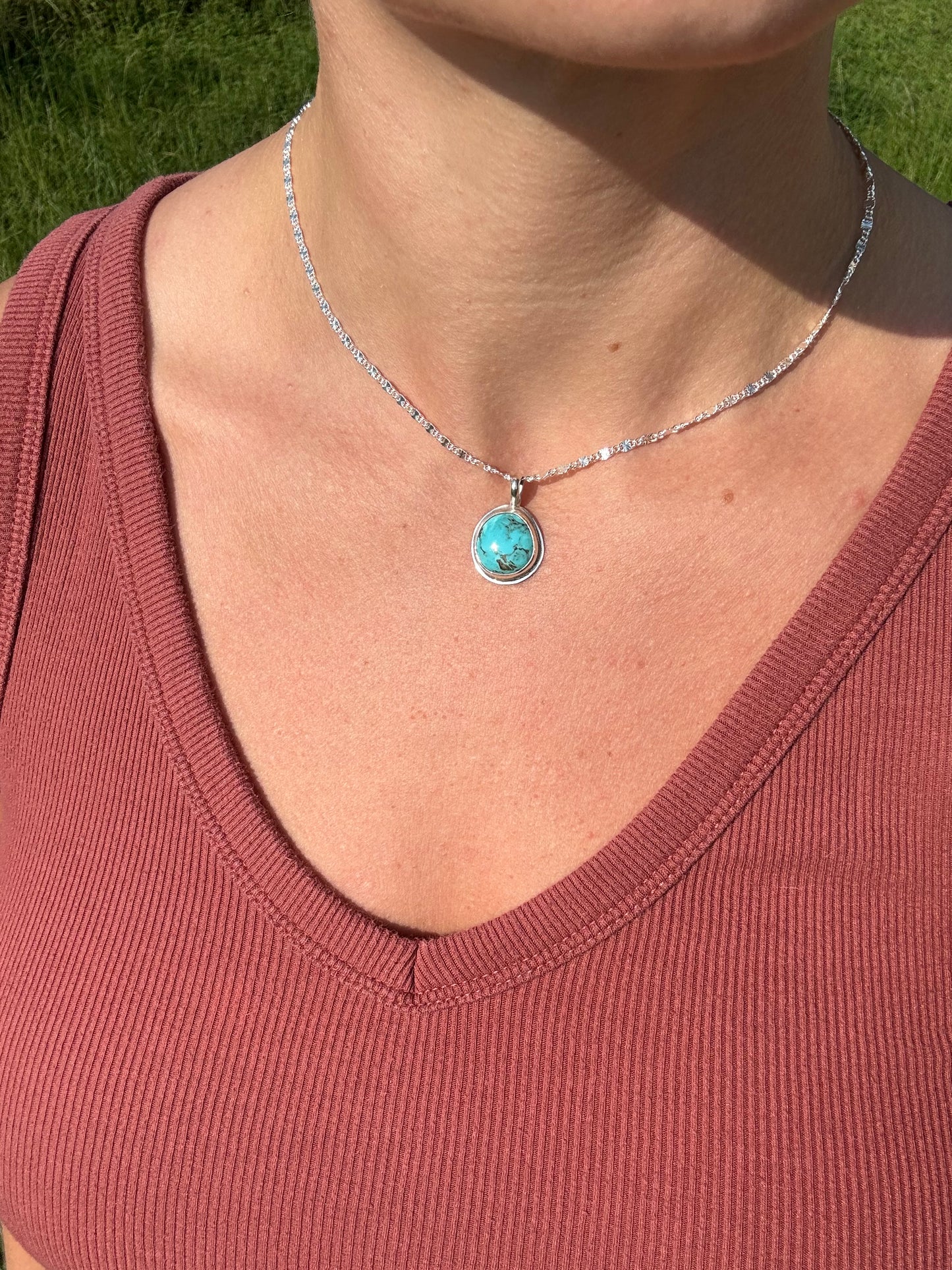 Dainty turquoise pendant