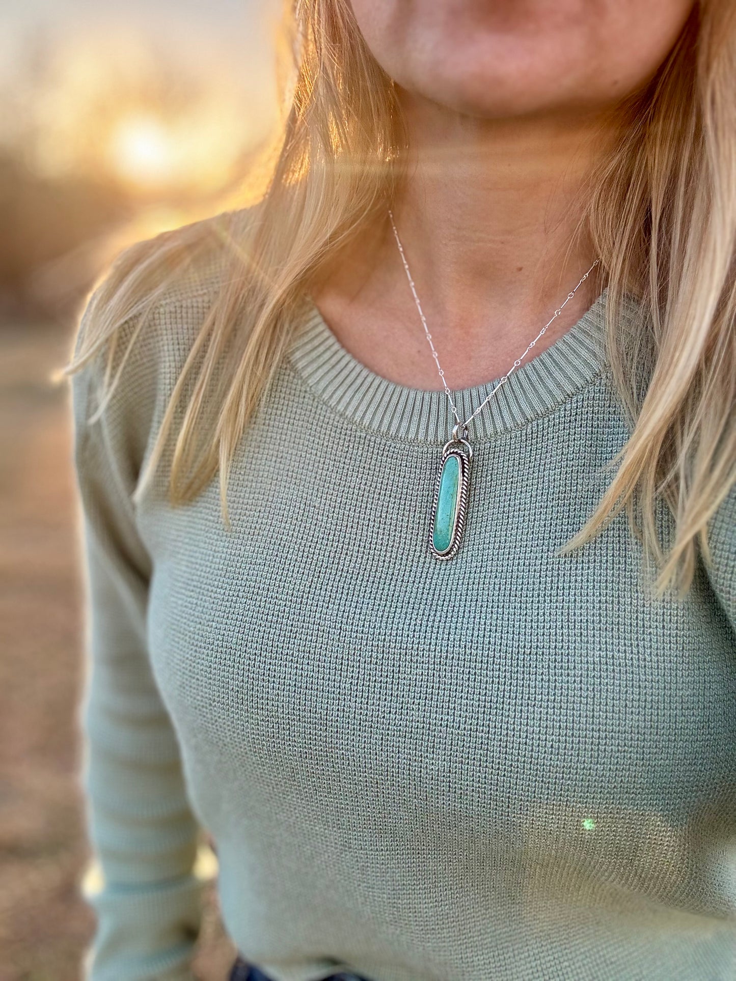 Long Oval Tyrone Turquoise Necklace