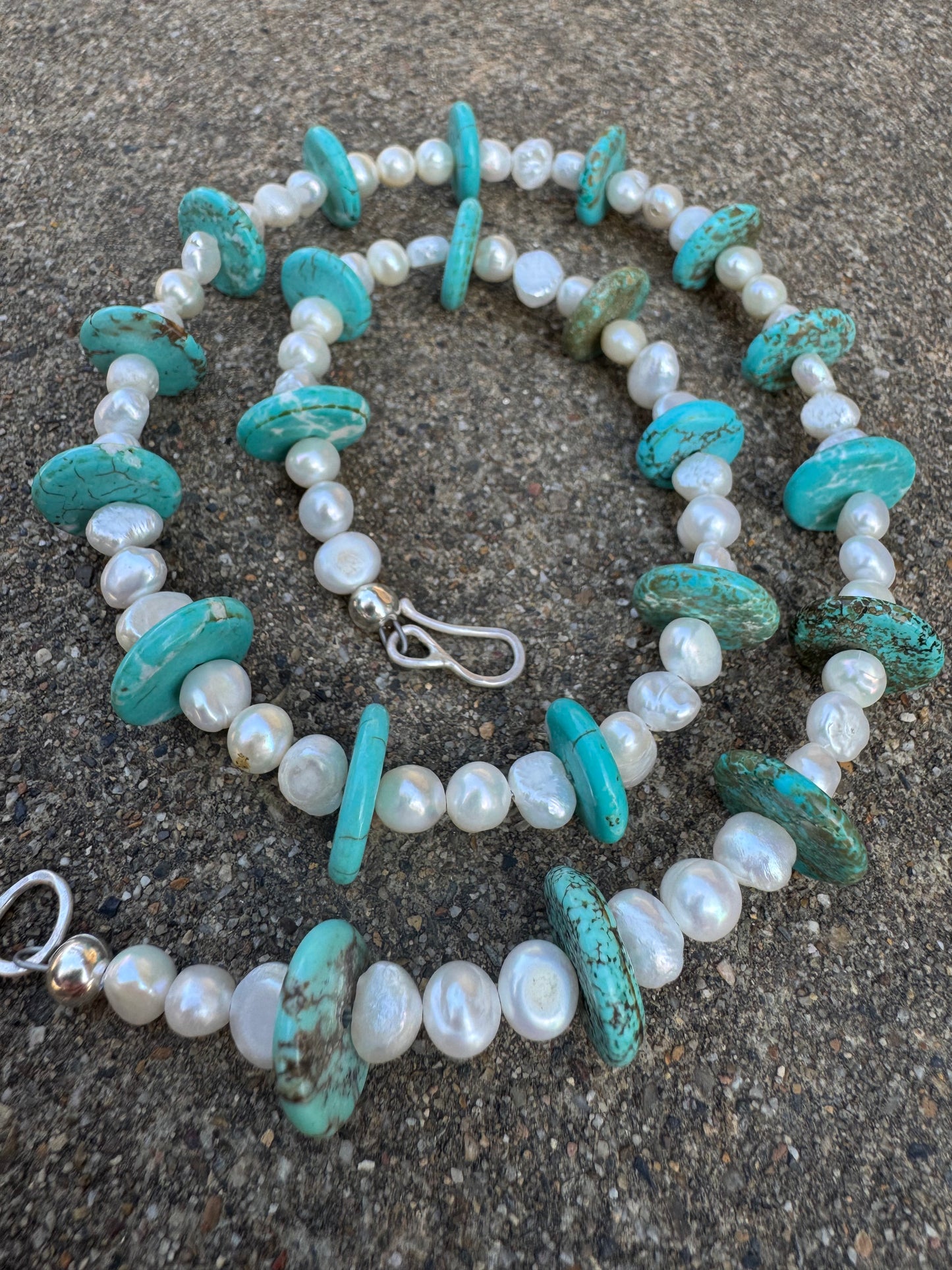 Freshwater Pearl and Turquoise Magnesite beaded necklace