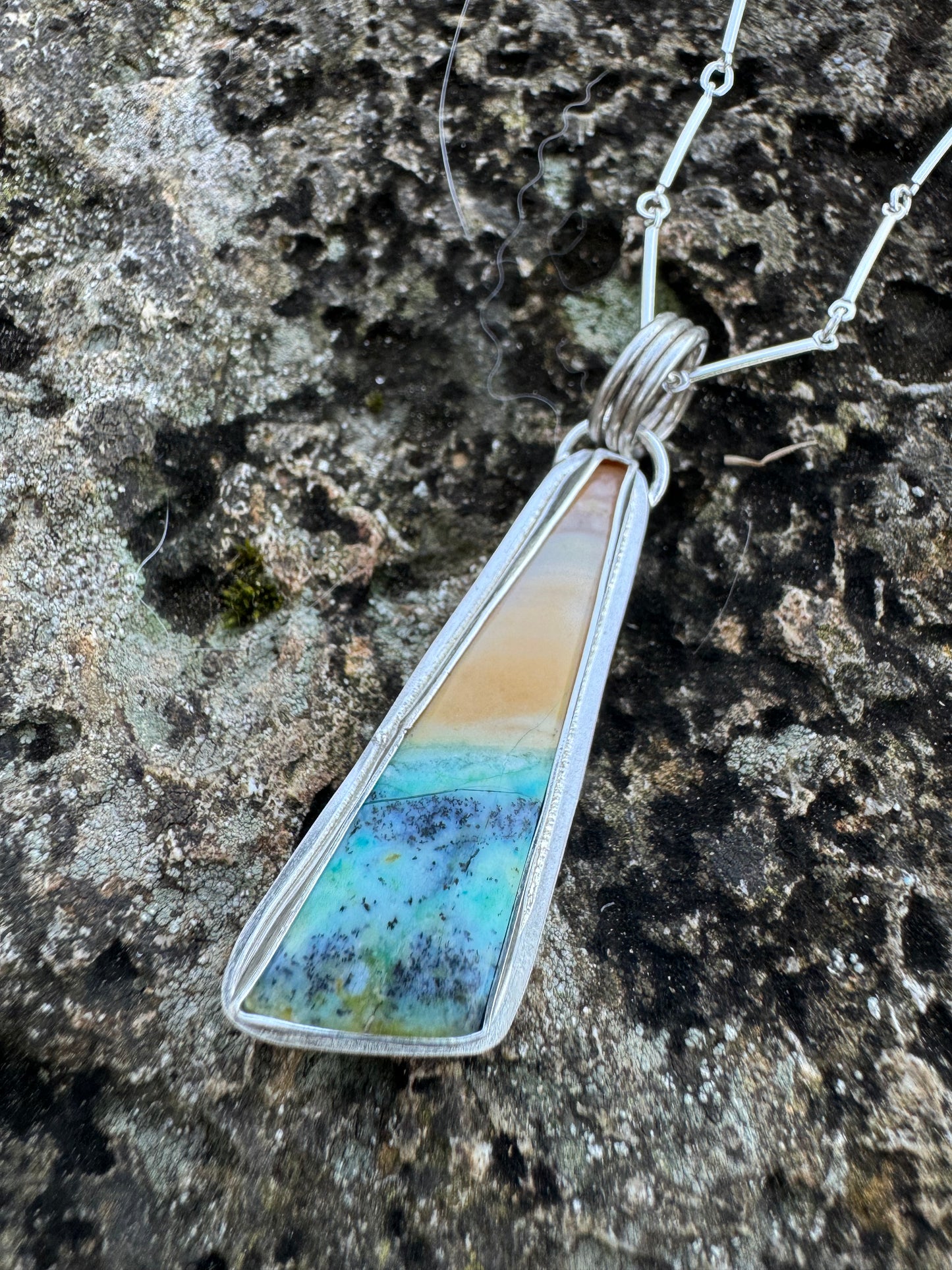 Blue opal wood pendant