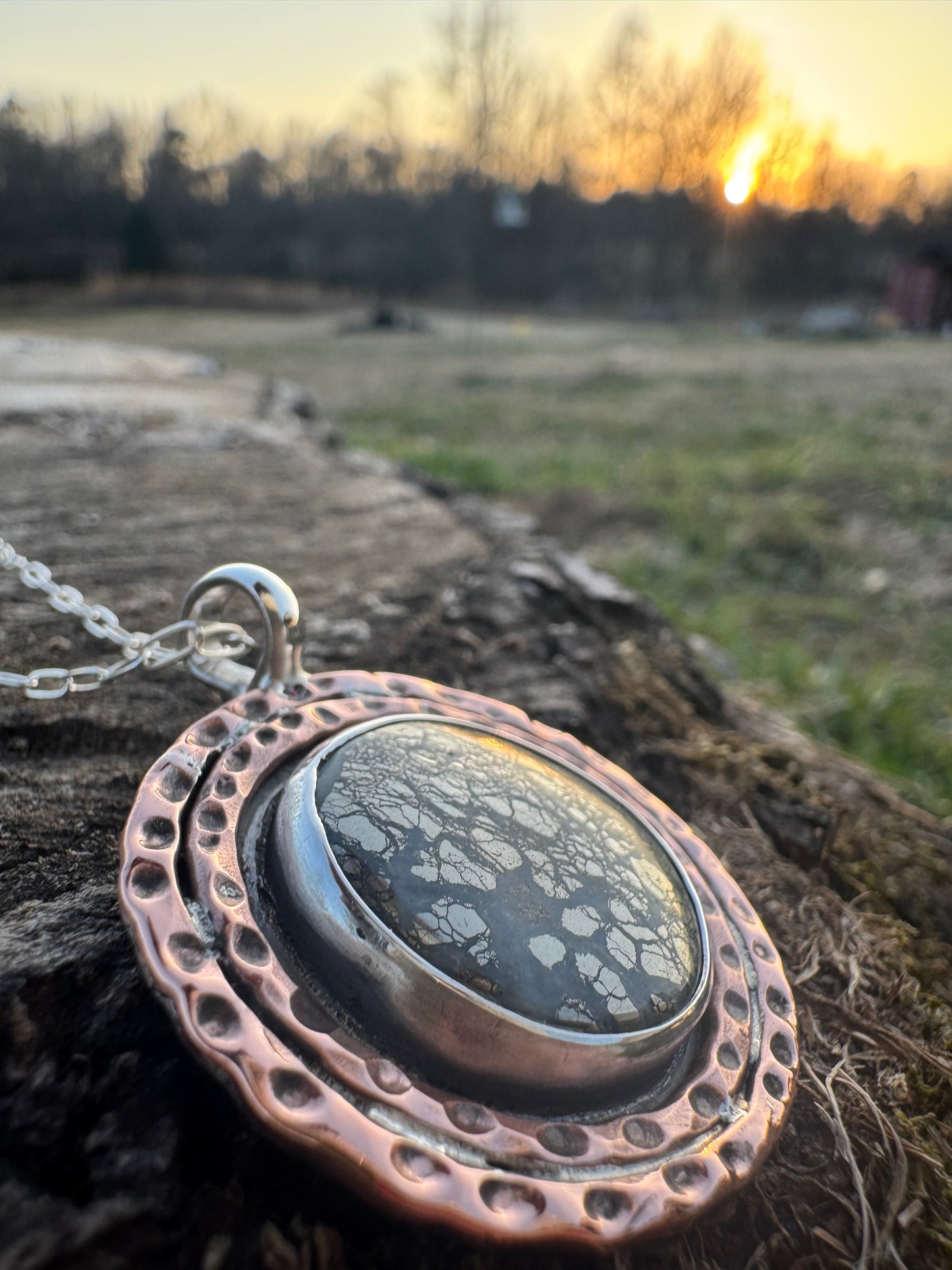 Marcasite and Copper Medallion Pendant