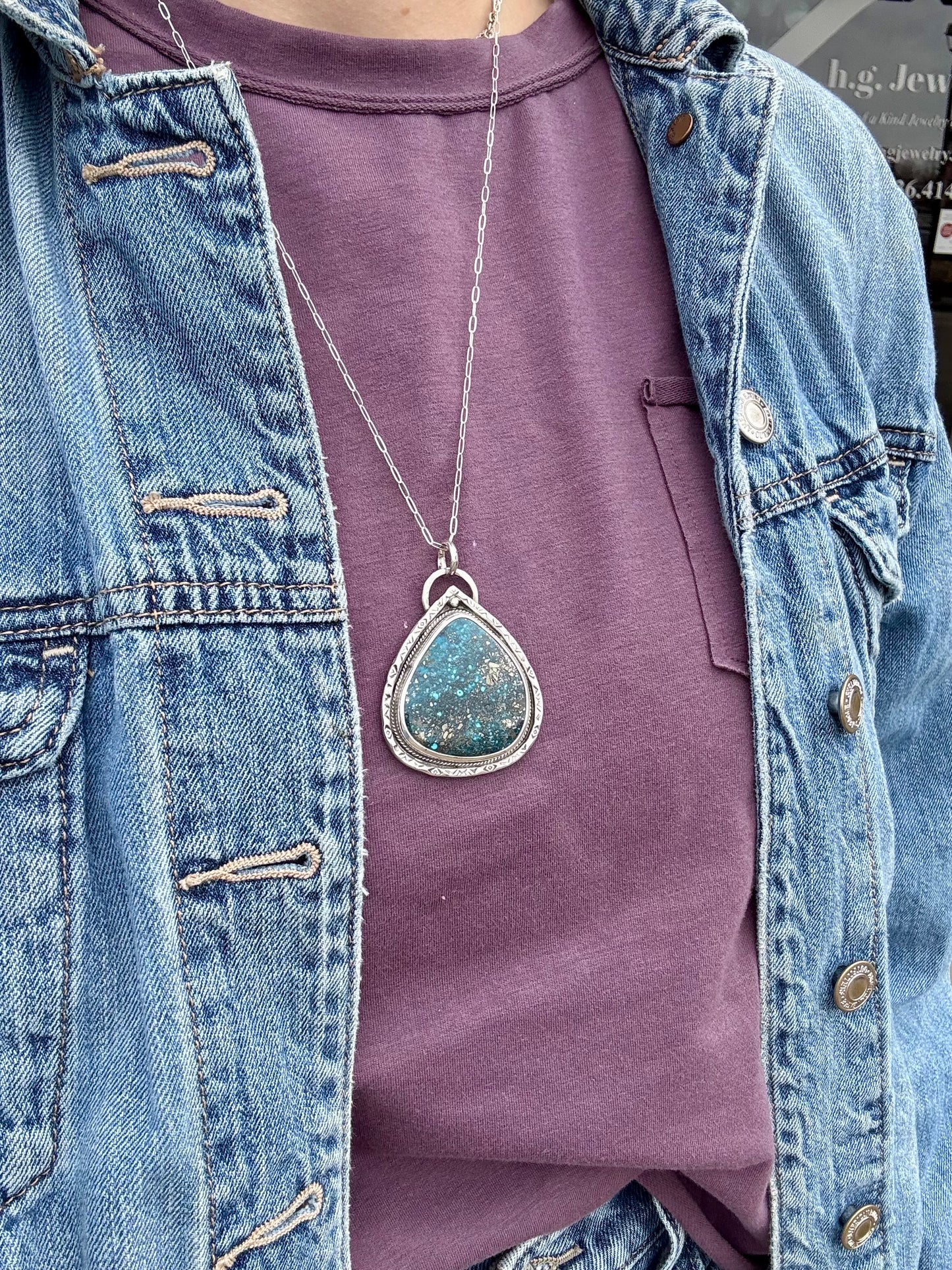 Starry Night Morenci turquoise Statement necklace