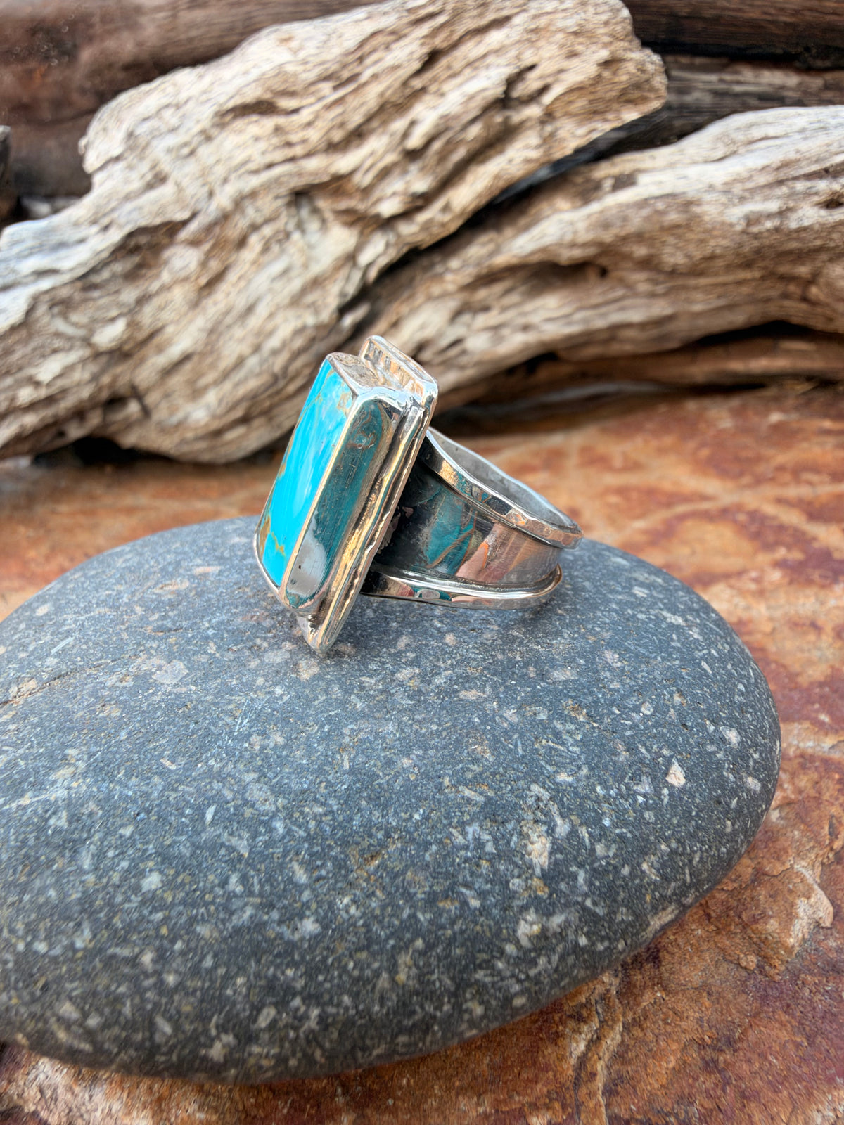 Kingman turquoise Rectangle ring size 8