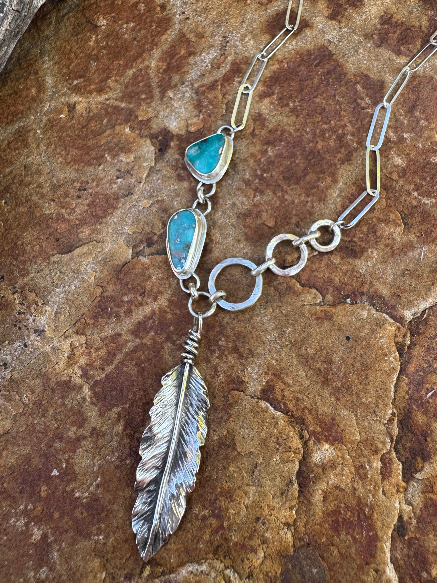 Feather and Sky Campitos Turquoise Statement Necklace
