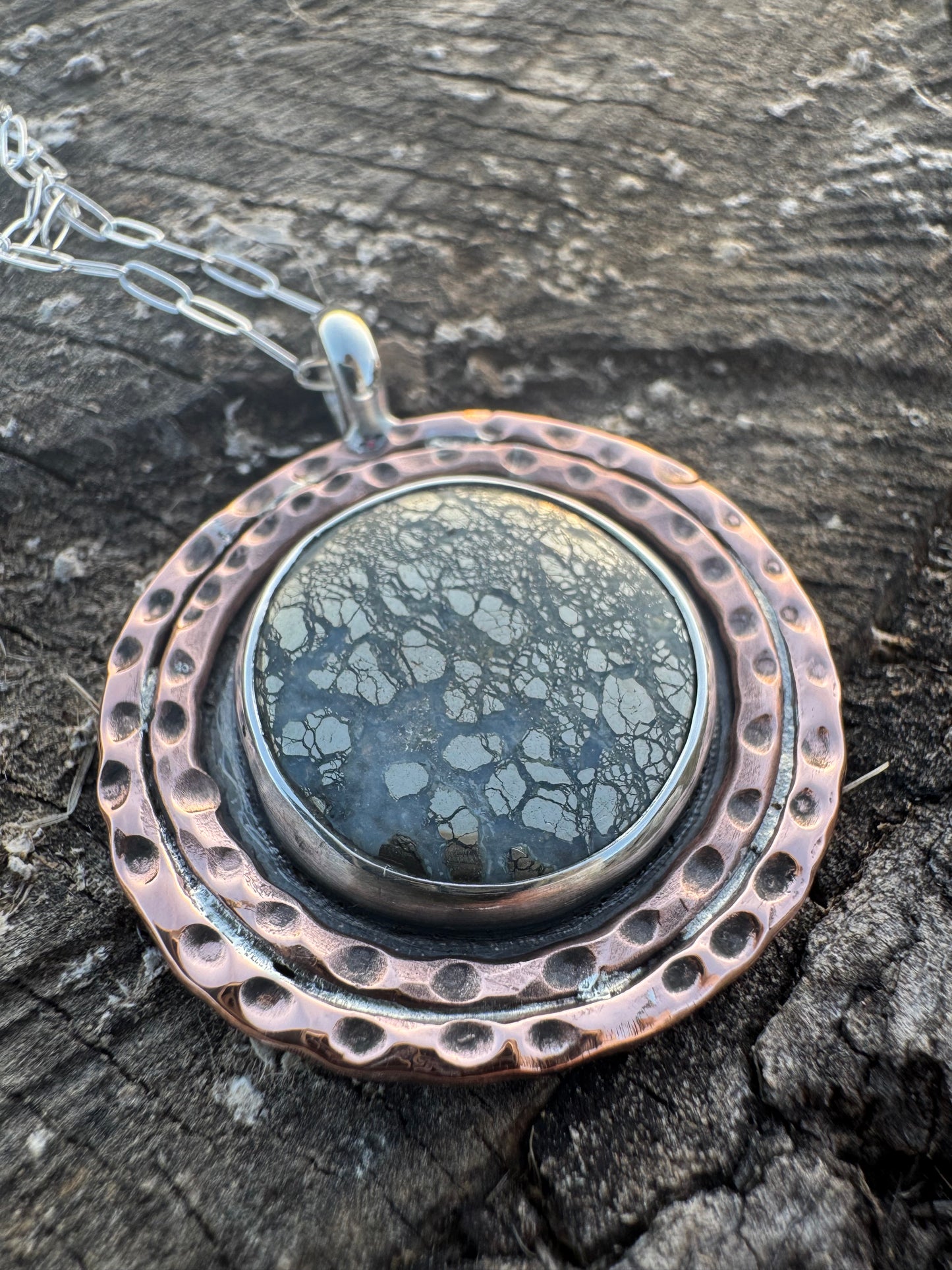 Marcasite and Copper Medallion Pendant