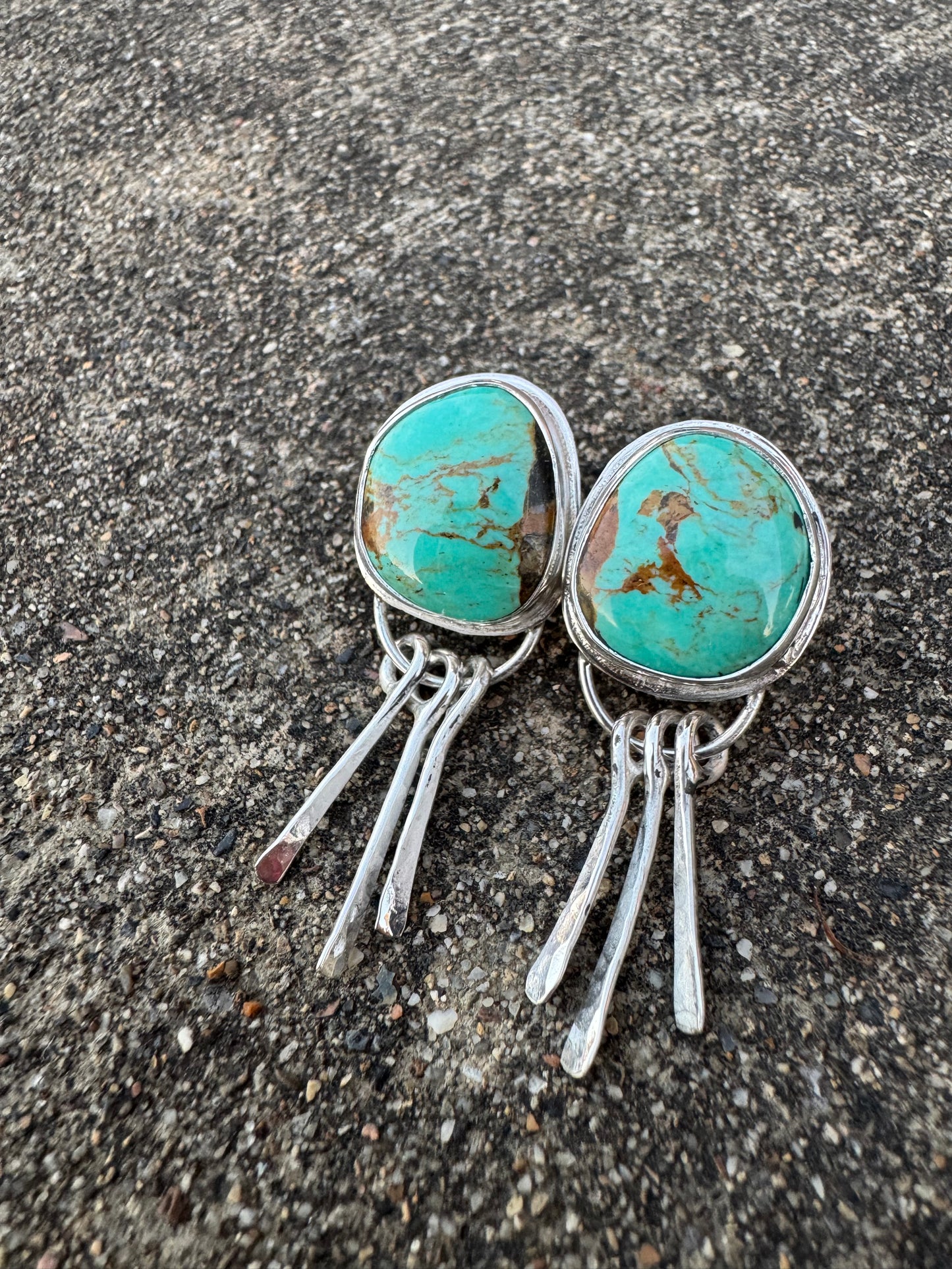 Tyrone turquoise post earrings with fringe