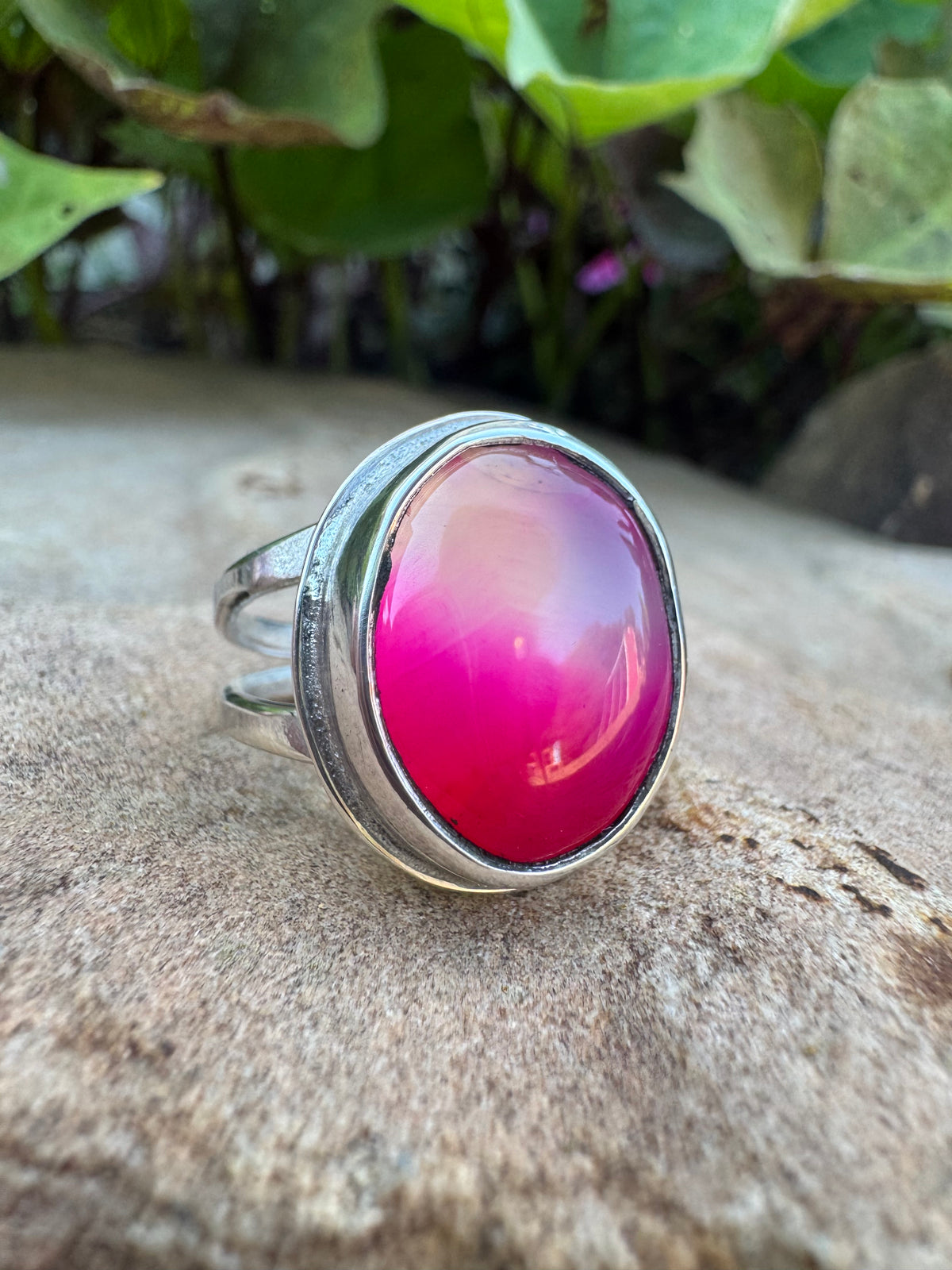 Pink Agate Glow Ring size 9