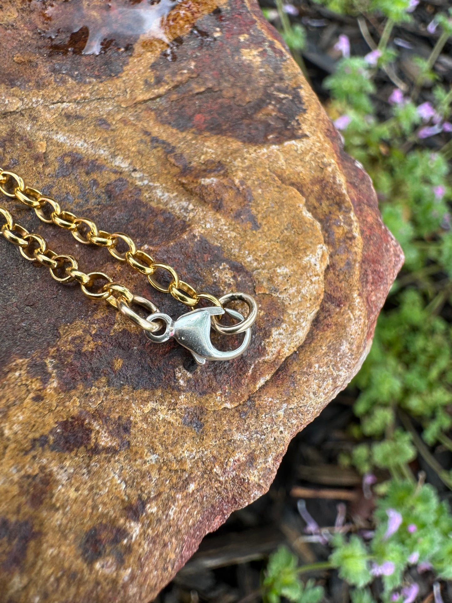 Yellow Gold Fill and sterling silver Turquoise Lariat Necklace