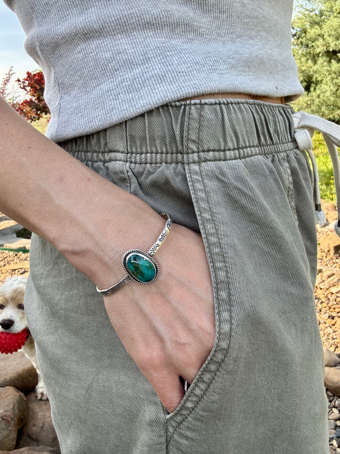 Chrysocolla Hand-stamped Cuff