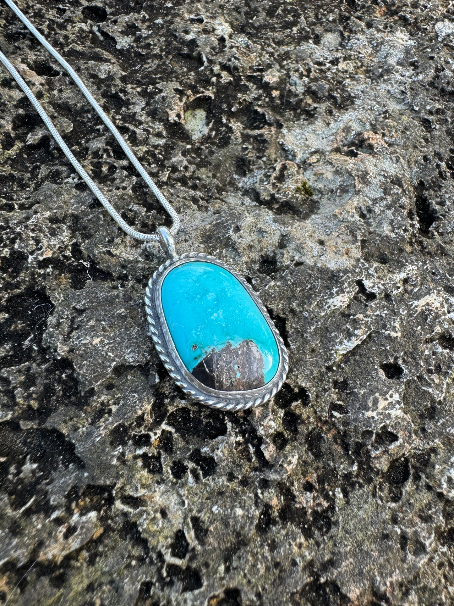 Long chain Turquoise pendant