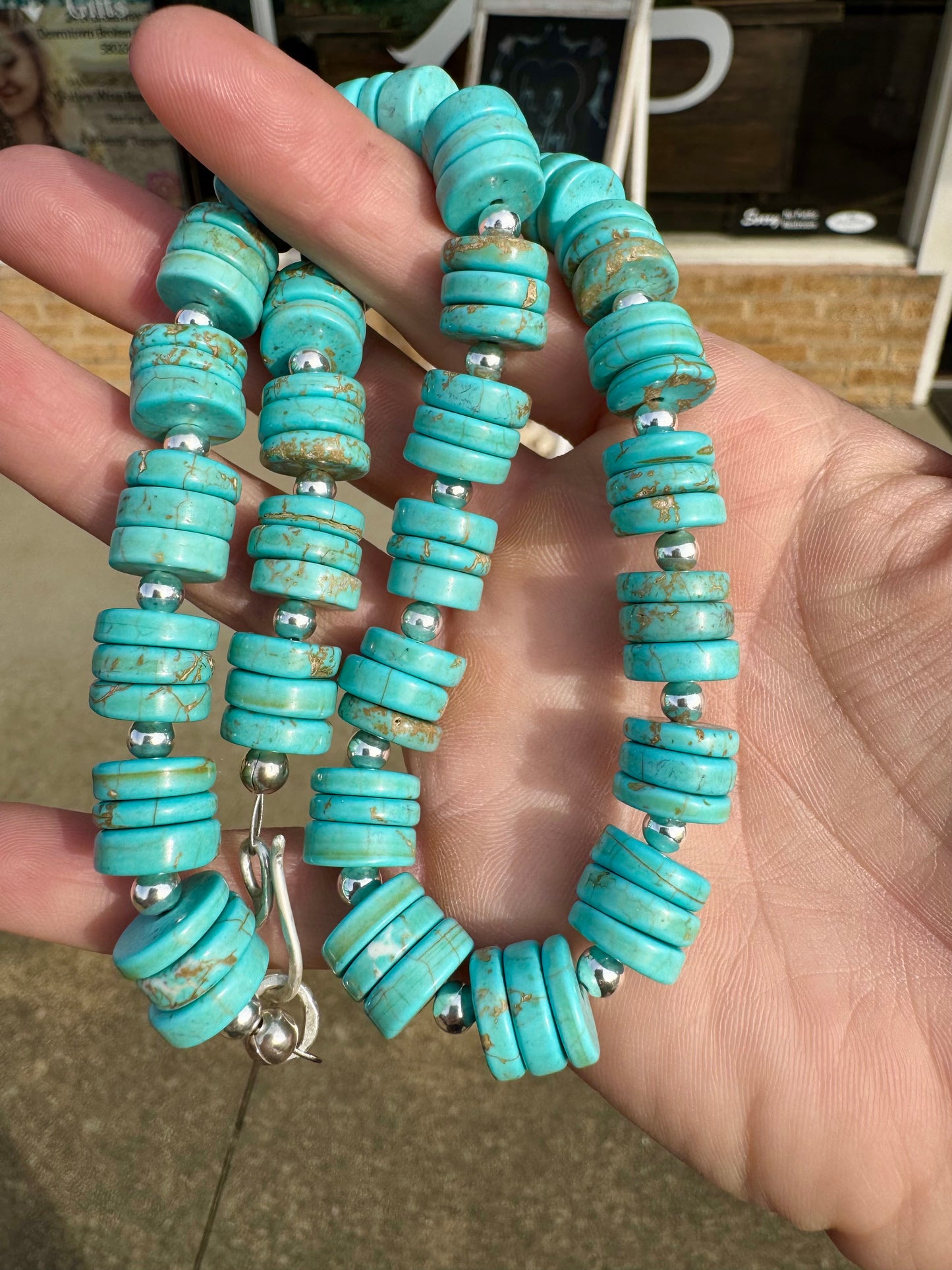 Sterling silver and Turquoise Magnesite beaded Necklace
