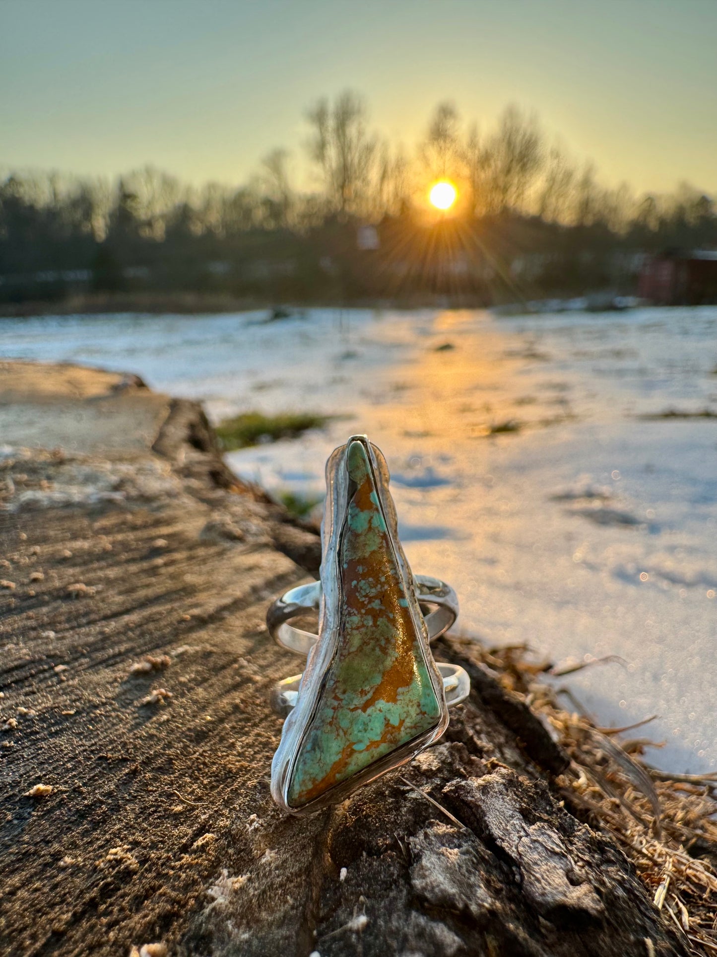 Freeform Kingman turquoise Ring size 7