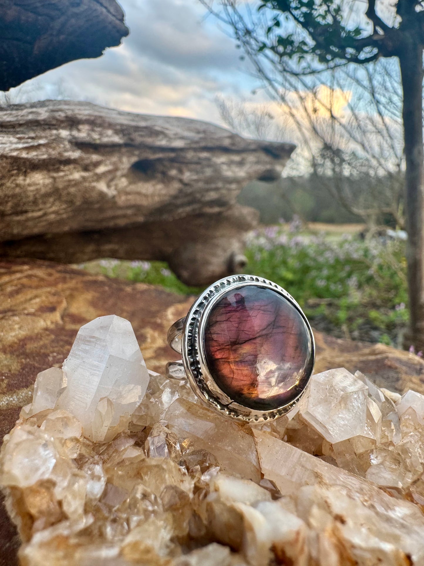 Purple Labradorite Ring
