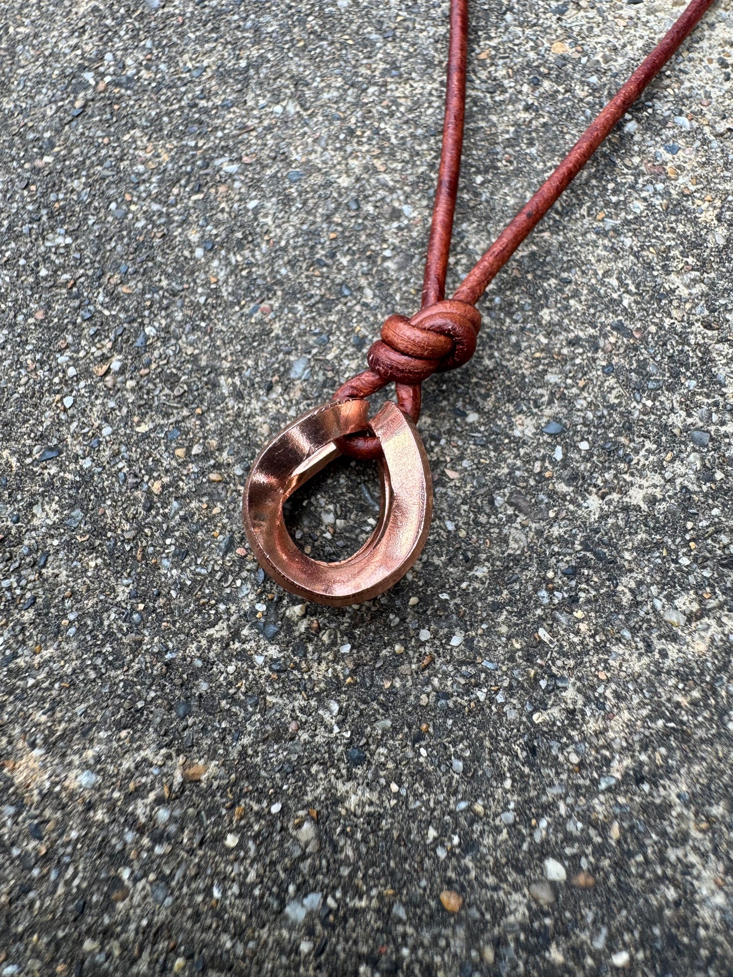 Twist copper and leather Necklace made by Logan
