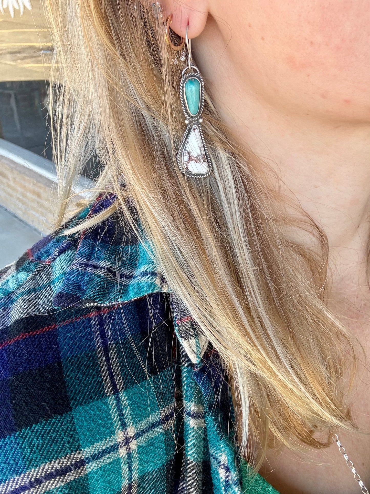 Wild horse magnesite and turquoise earrings