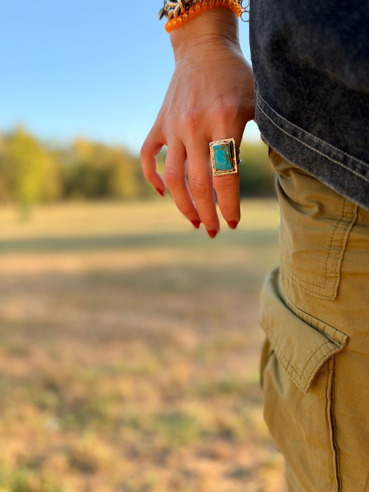 Kingman turquoise Rectangle ring size 8