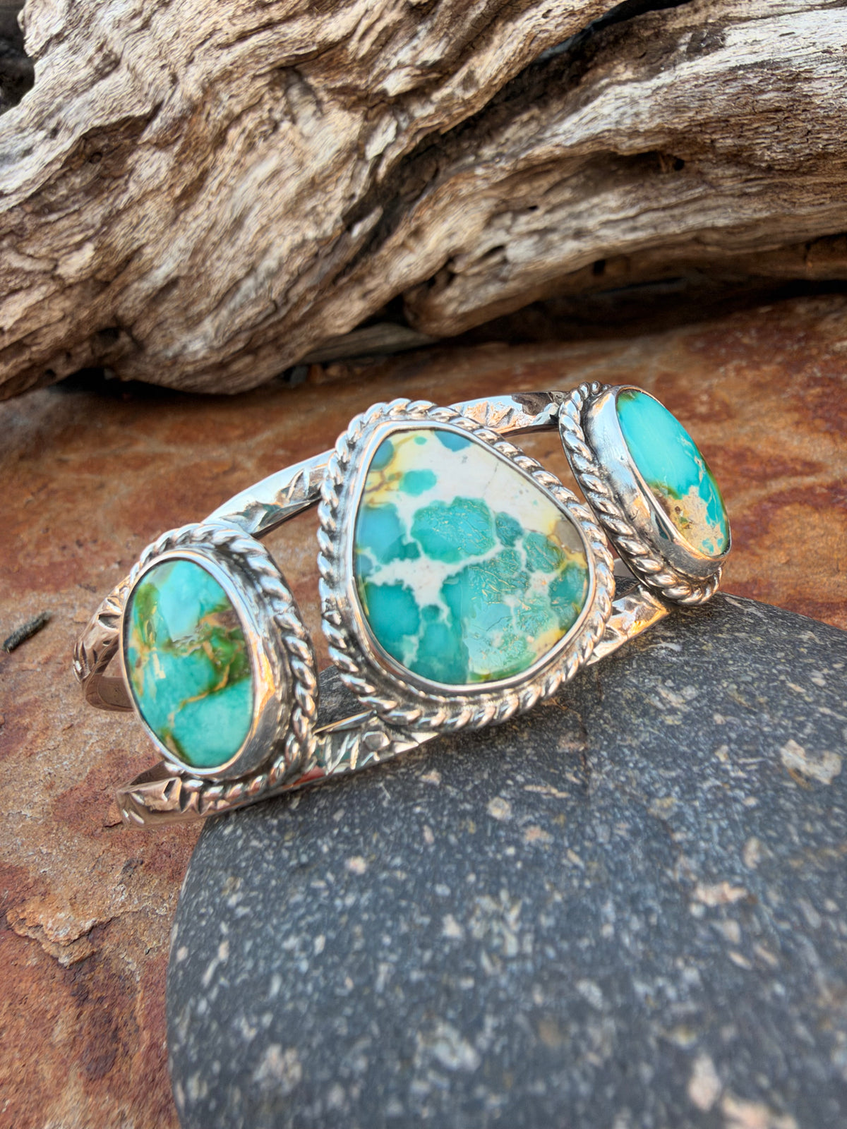 Sonoran Gold Turquoise Triple-Stone Cuff