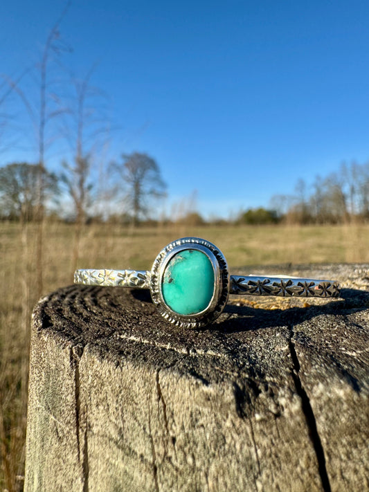 Hand-stamped Turquoise Cuff
