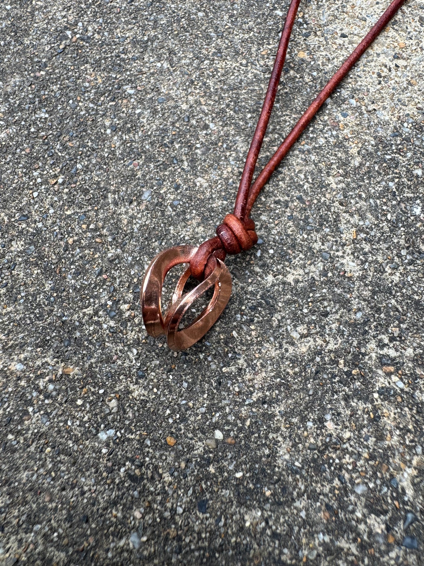 Twist copper and leather Necklace made by Logan