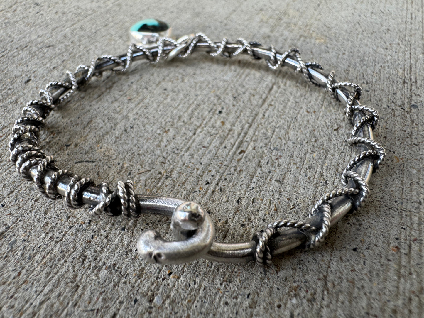 Knotted Rope Bangle with turquoise charm