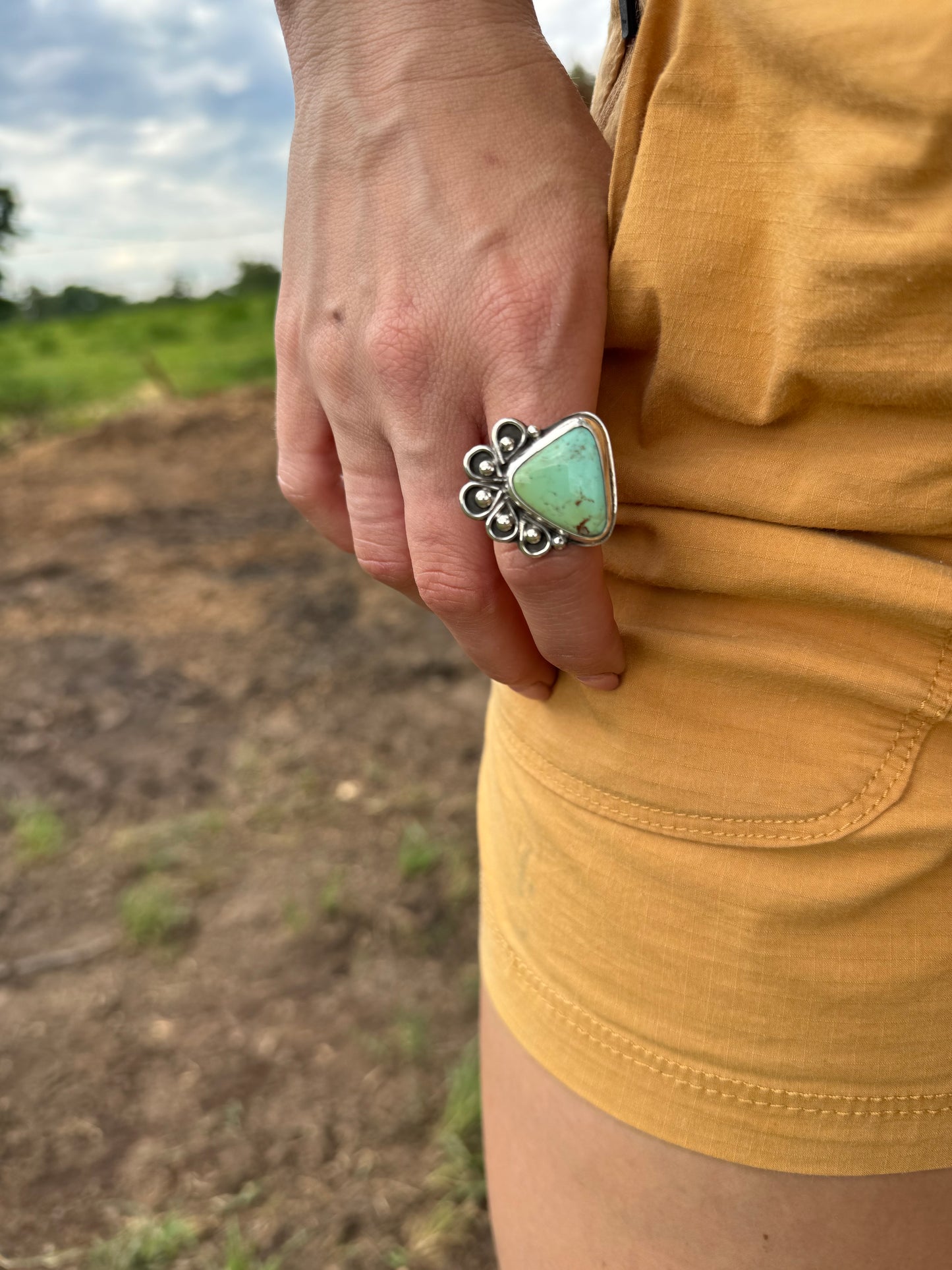 Desert Bloom Tyrone Turquoise ring size 8