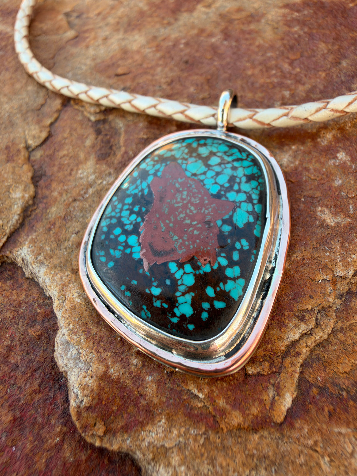 Howling Wolf Turquoise and Copper Necklace