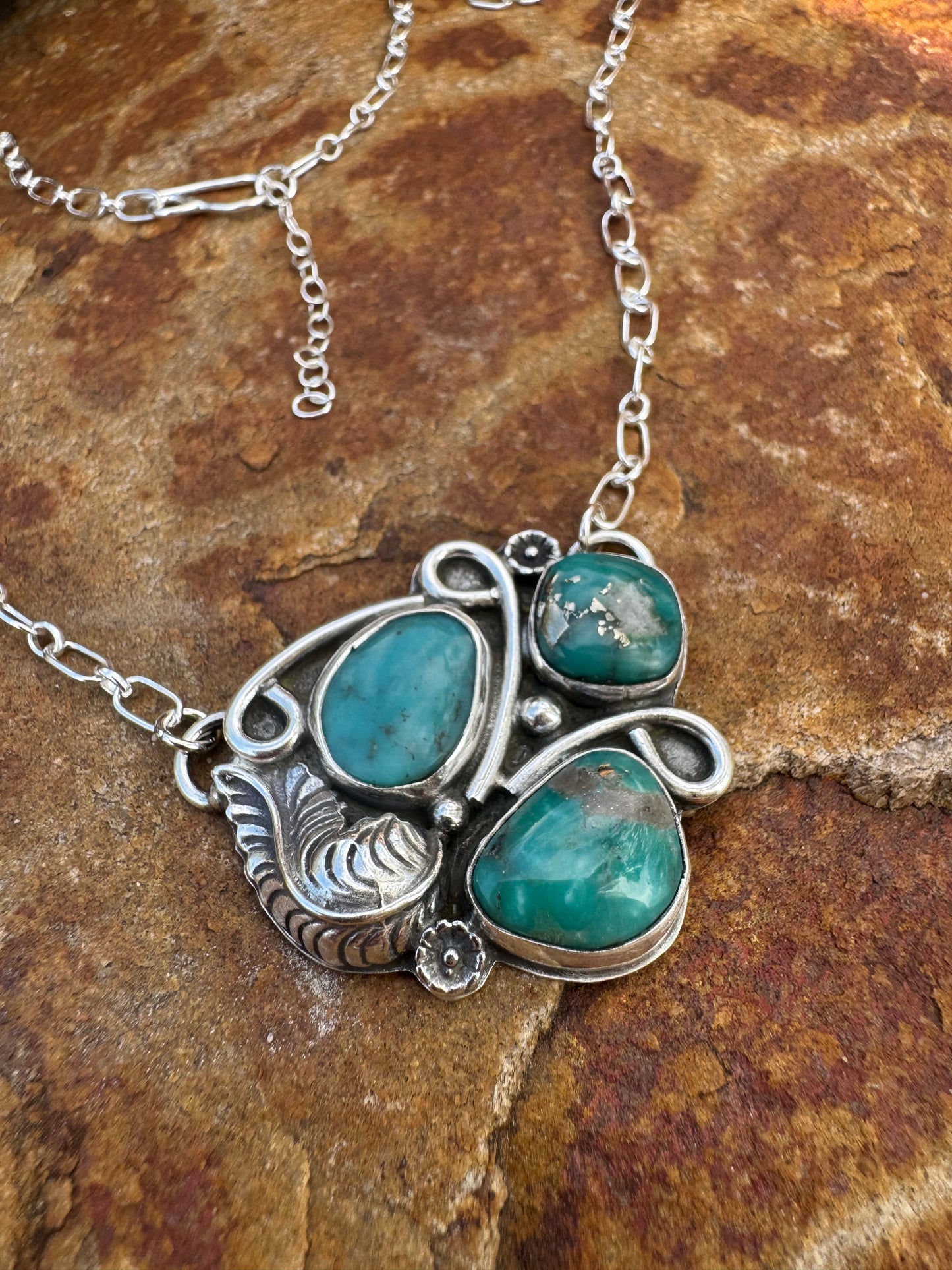 Campitos turquoise feather station necklace