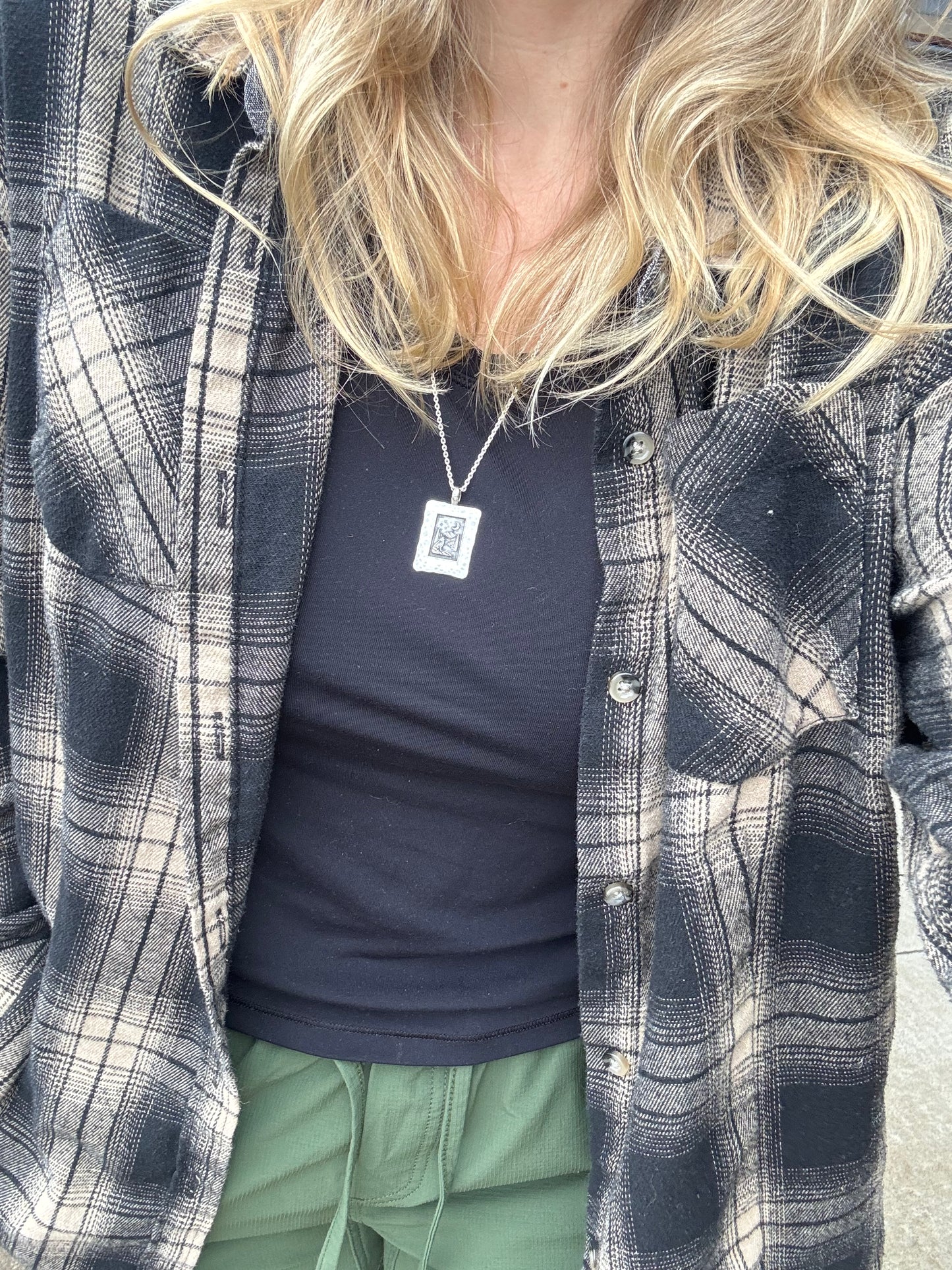 Hammered Picture Frame Pendant