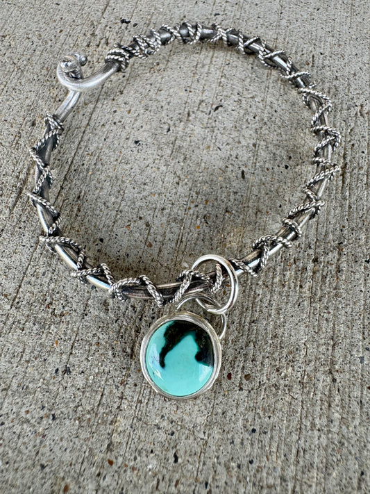 Knotted Rope Bangle with turquoise charm