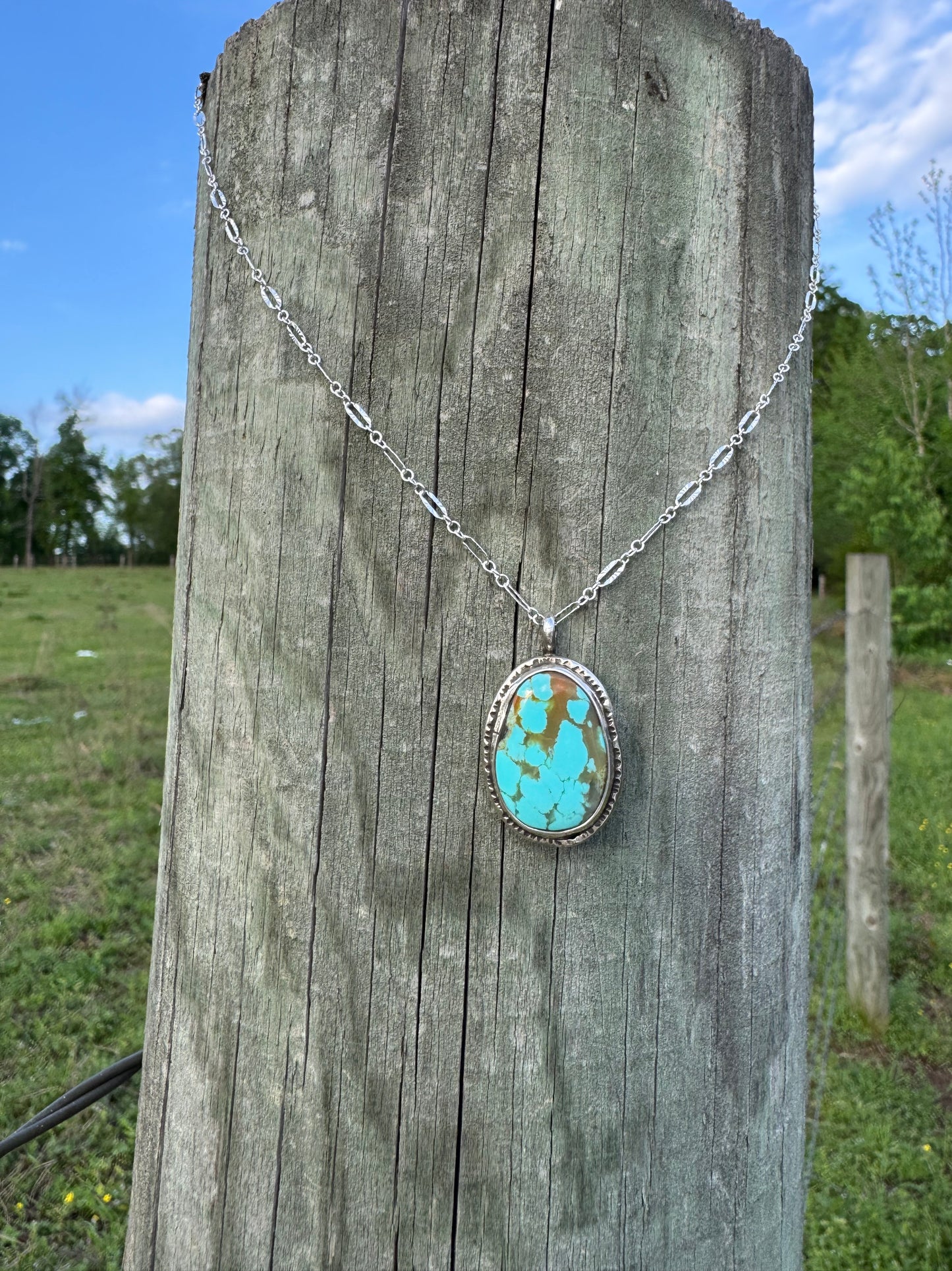 Rustic Oval Tyrone Turquoise Necklace