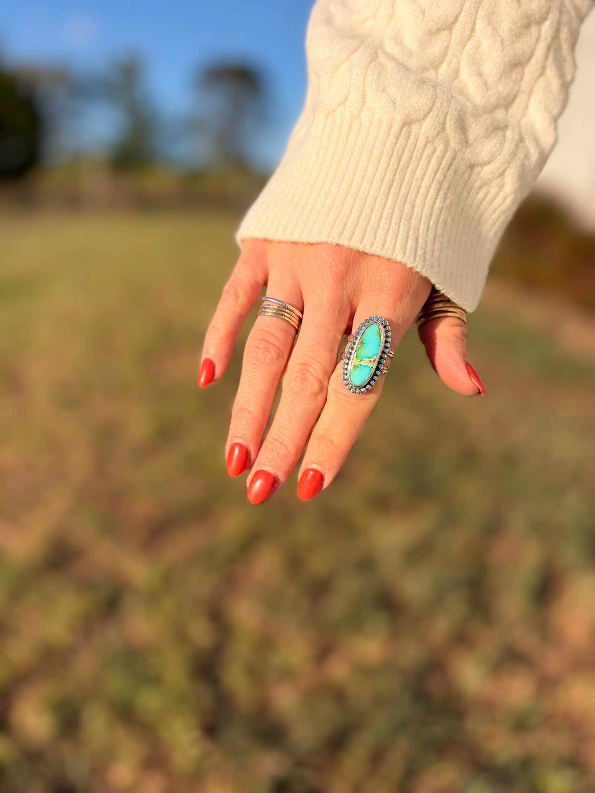 Light Blue Sonoran Gold Turquoise Ring size 6
