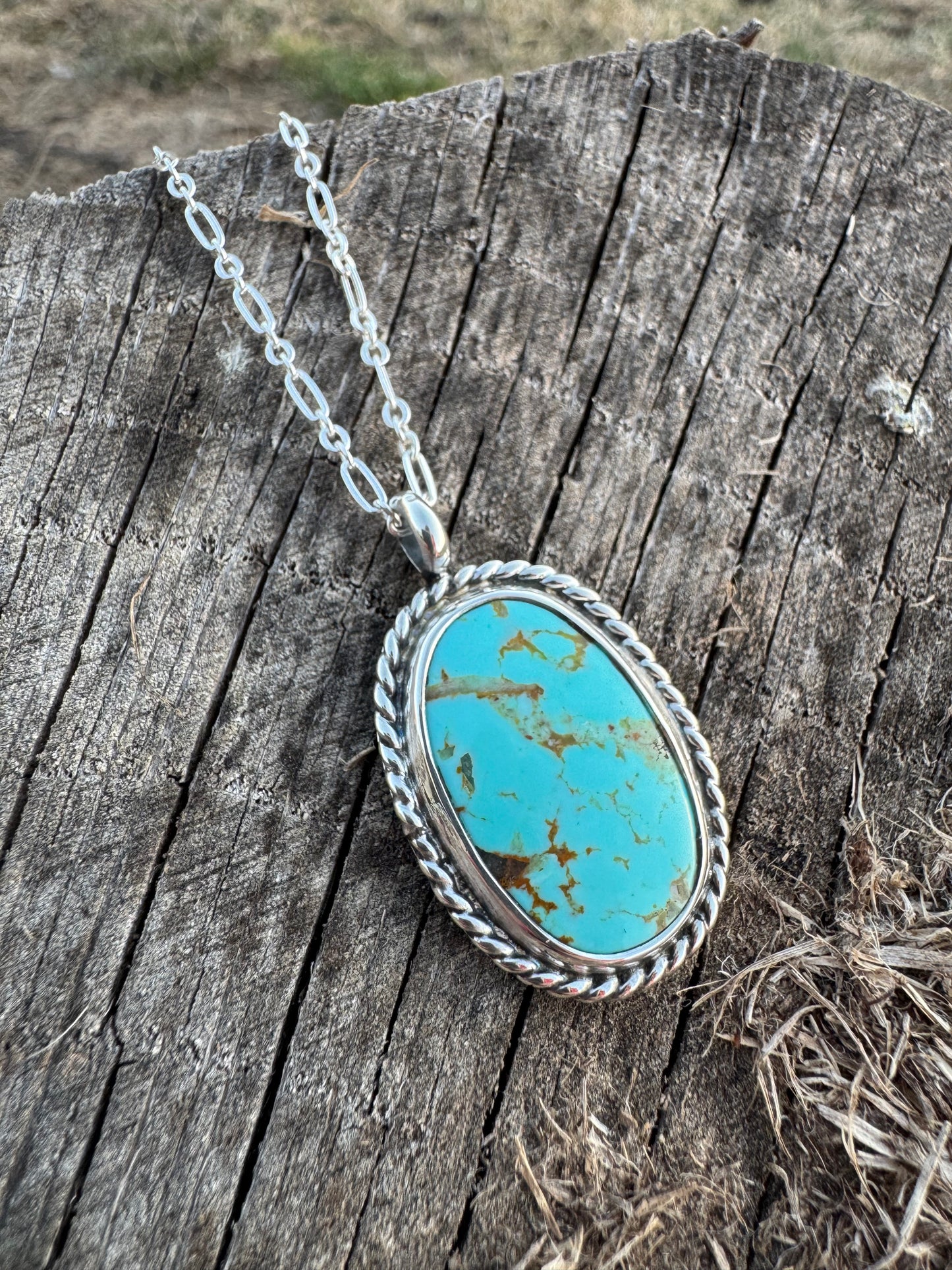 Tyrone turquoise twisted rope pendant