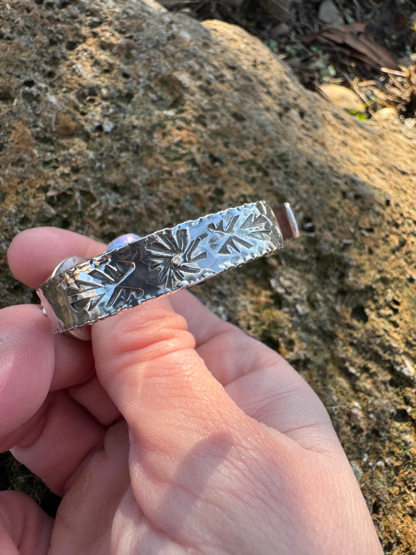 Tyrone turquoise hammered cuff