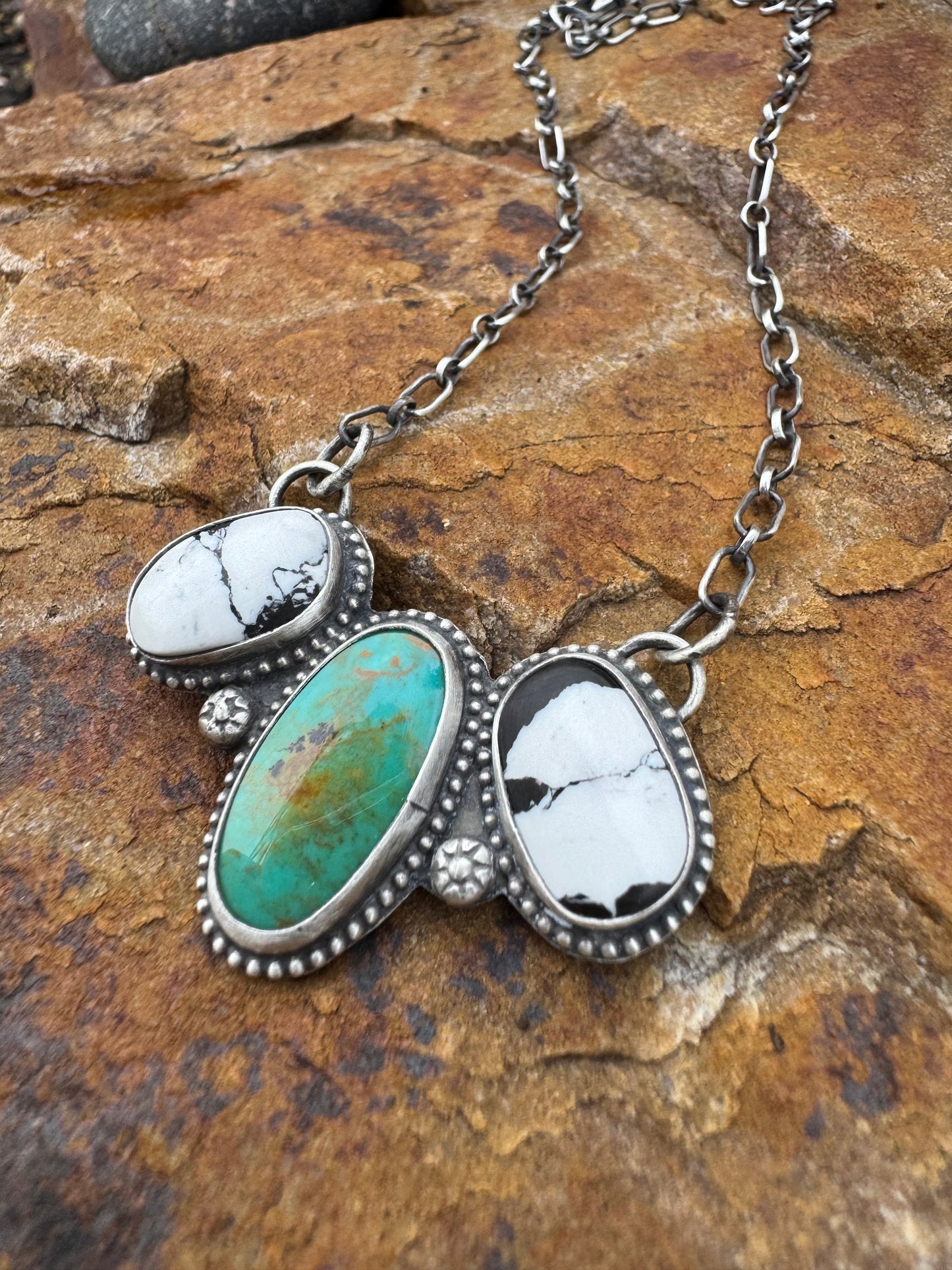 Turquoise and White Buffalo Necklace