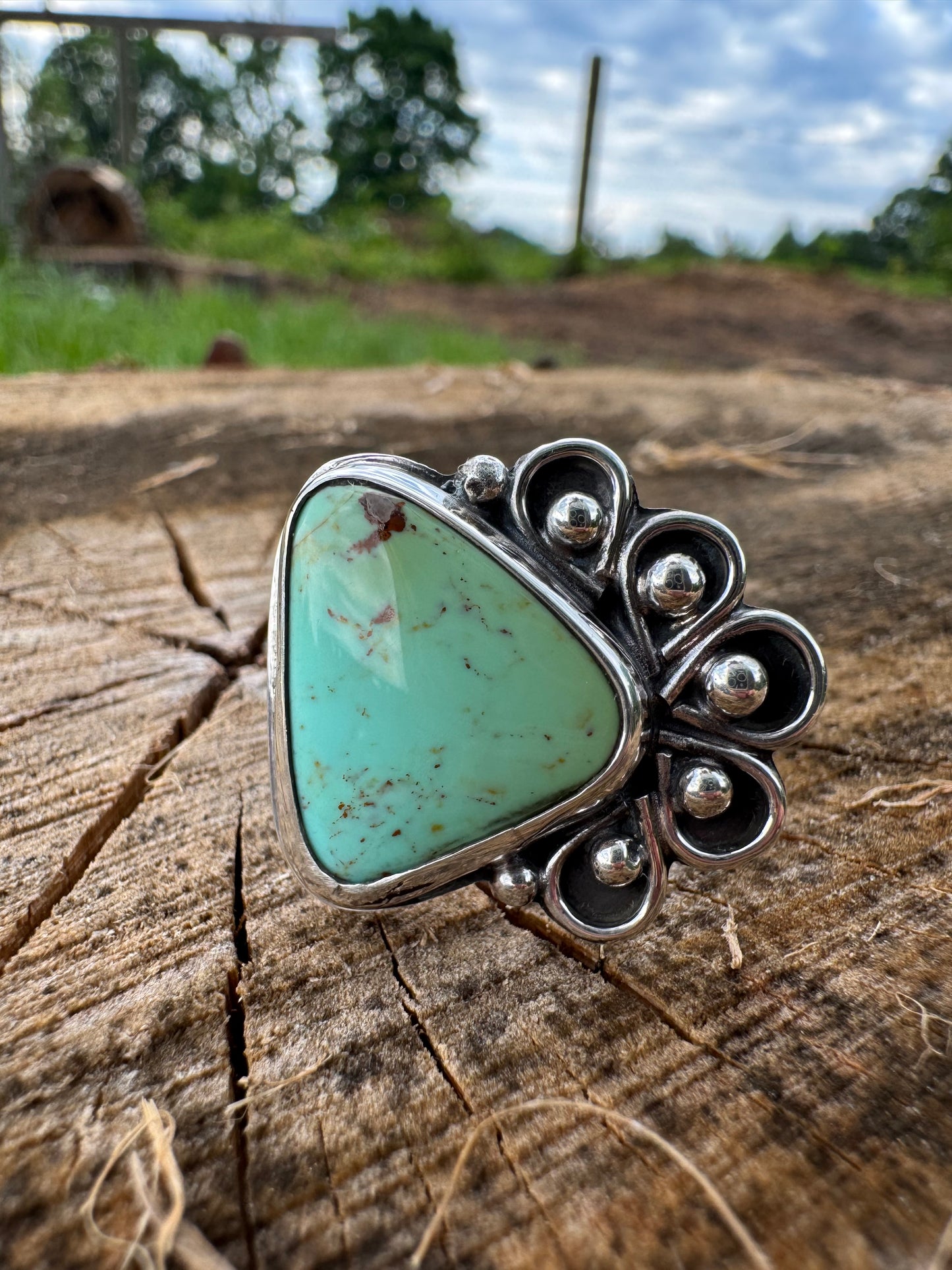 Desert Bloom Tyrone Turquoise ring size 8