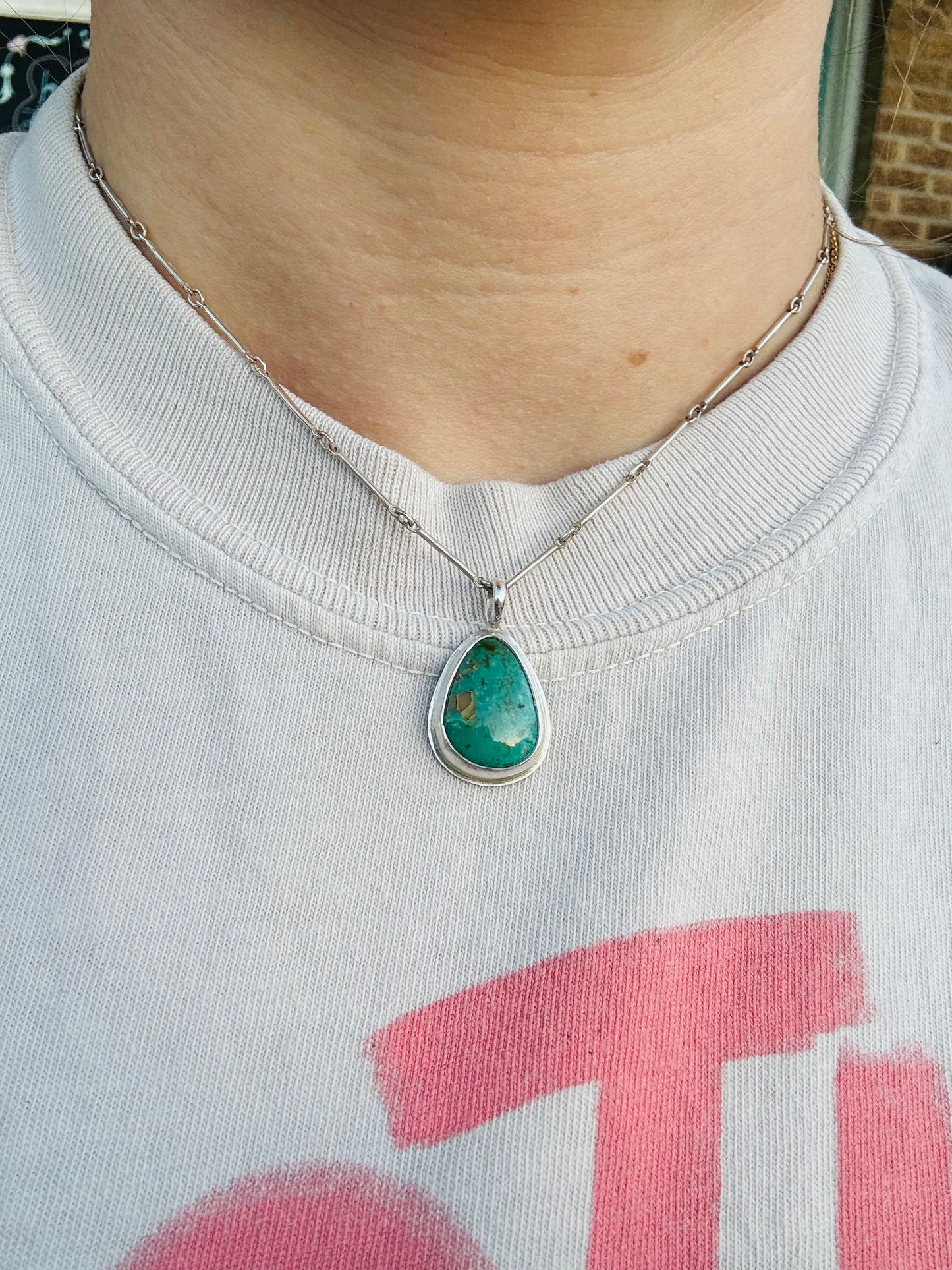 Green turquoise dainty pendant