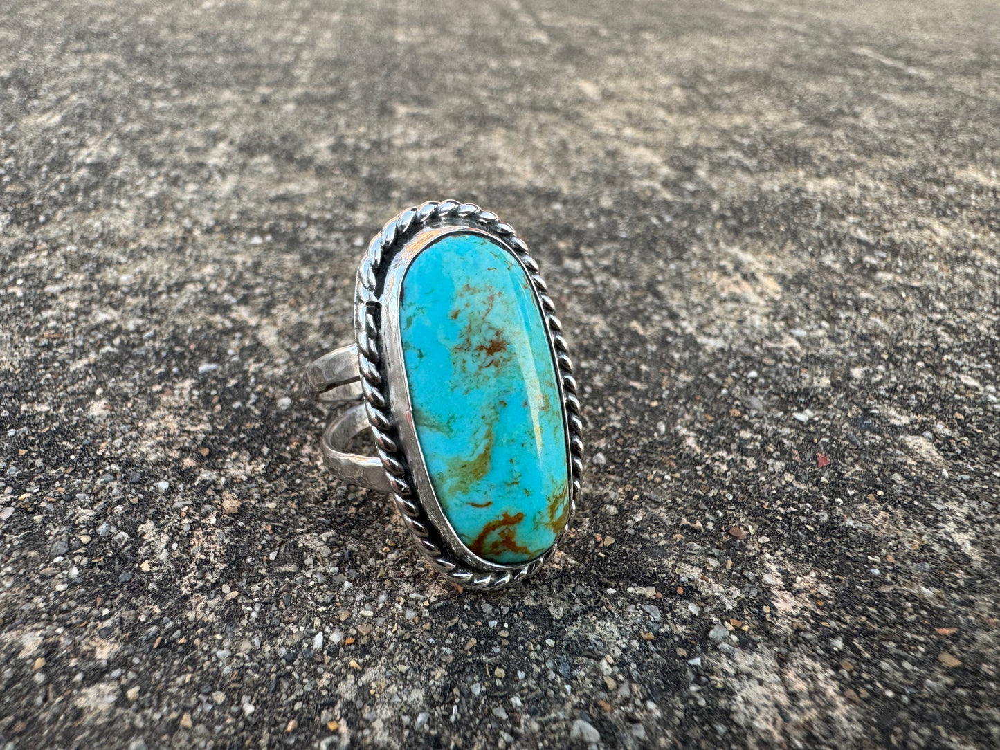 Tyrone Turquoise rope ring size 9