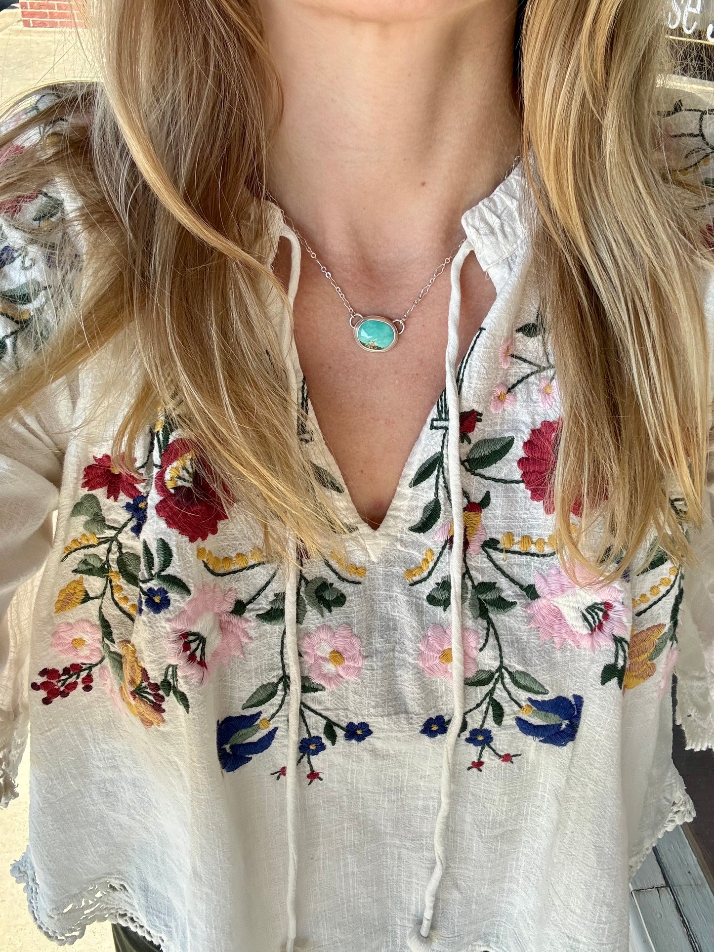 Dainty Tyrone turquoise station necklace