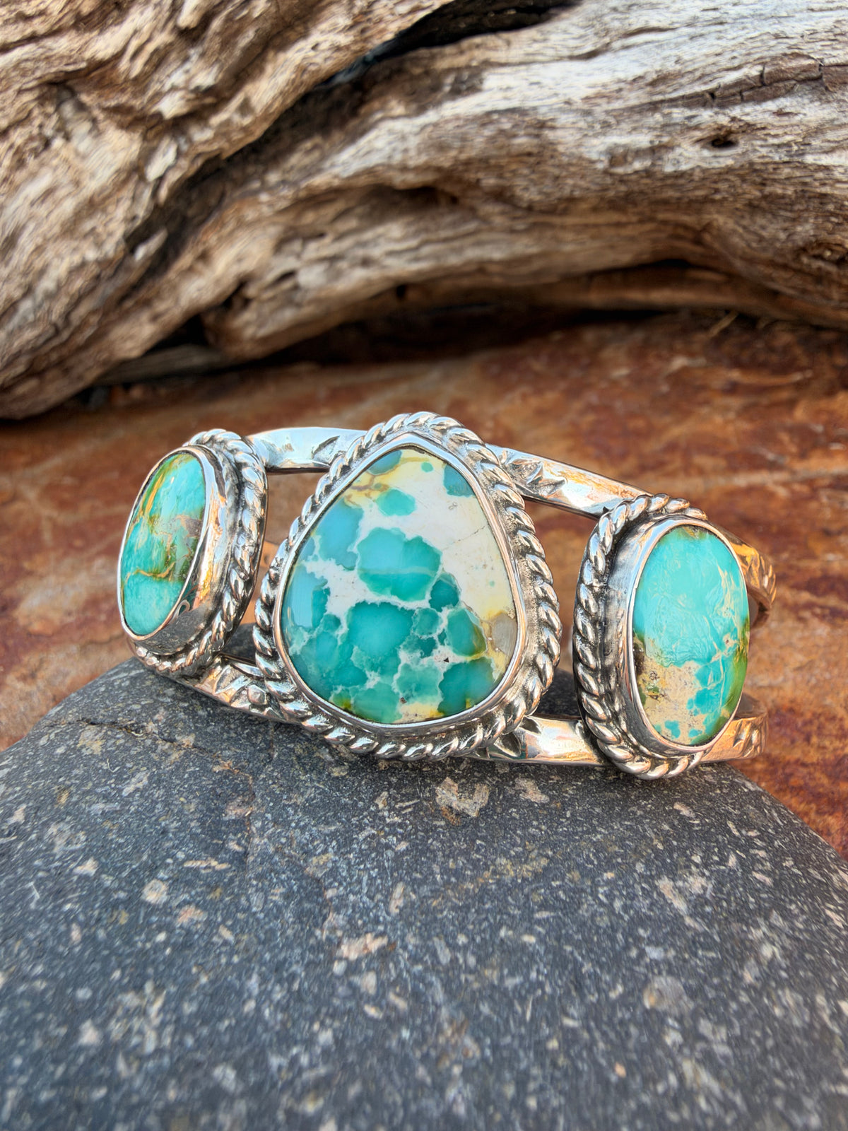 Sonoran Gold Turquoise Triple-Stone Cuff